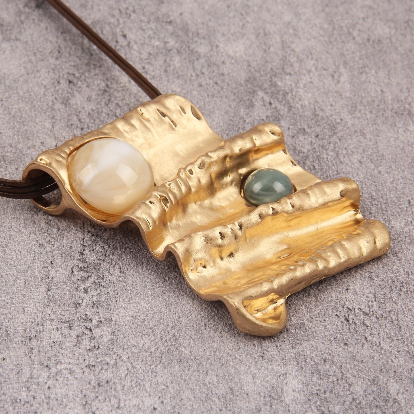 joymiao Boho Necklace for Women Large Pendant Vintage Statement Necklaces Bohemian Gold Irregular Pendant Long Chain Hippie Choker Necklace