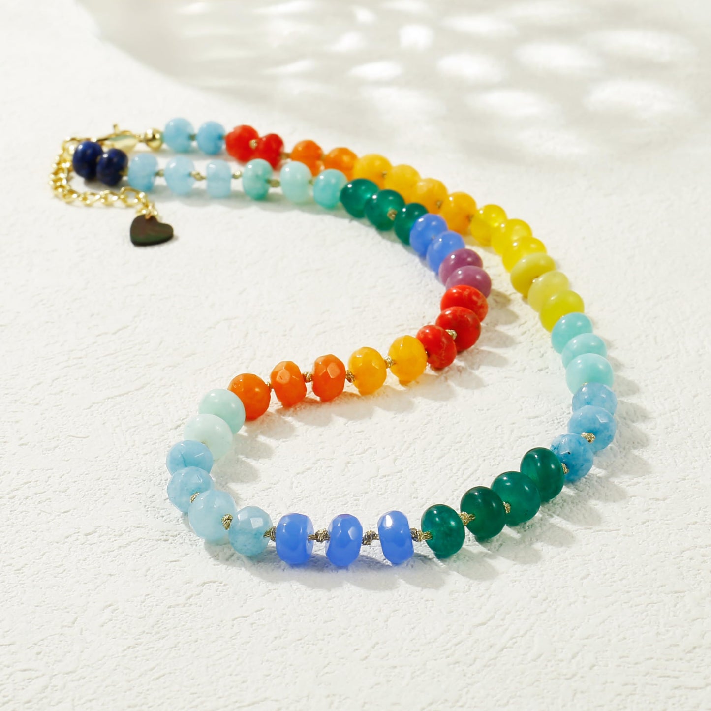 Gemstone Beaded Necklace for Women Colorful Natural Stone Freshwater Pearl Surfer Beach Rainbow Necklace Jewelry Gift (colorful -05)
