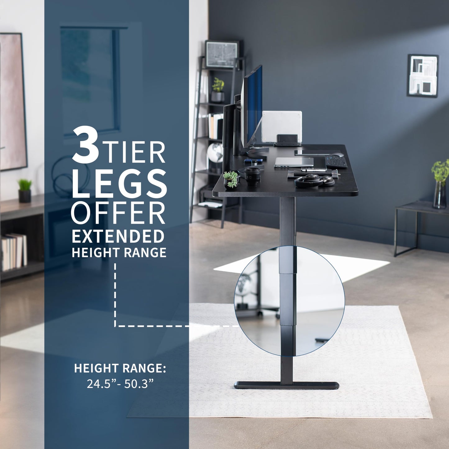 VIVO Electric 83 x 30 in Dual Motor Sit Stand Desk, Memory Height Adjustment, 2B Series, Black Top Black Frame, DESK-KIT-2B8B