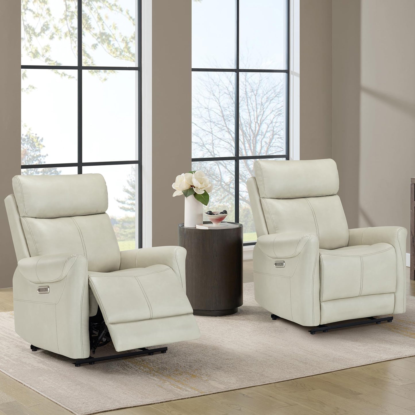 KISLOT Leather Recliner Chair for Adults Wall Hugger RV Recliner with USB Charging Ports Electric Power Reclining Sofa for Living Room Home Theater Seating Bedroom