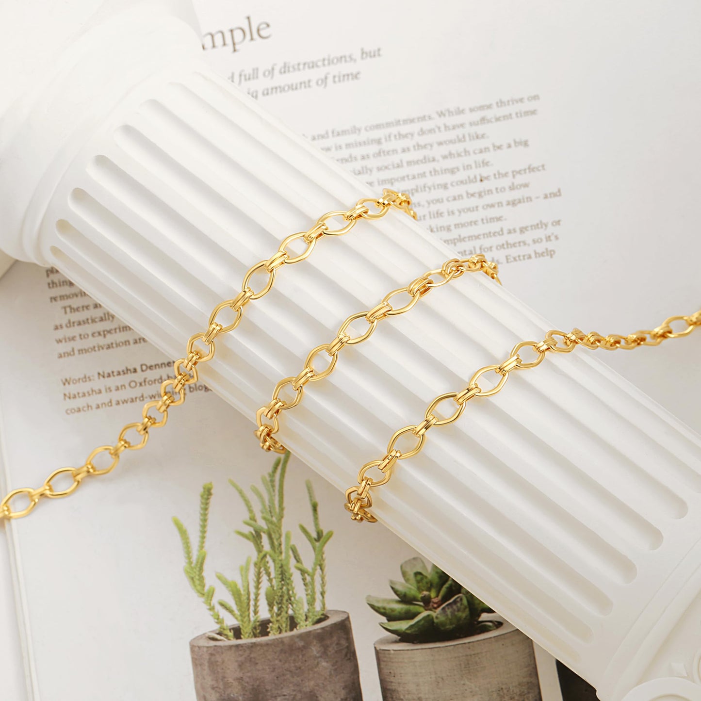 PERNNLA PEARL Simple Gold Plated Long Chain Necklace for Women Statement Layered Necklace Dainty Chunky Gold Fashion Sweater Necklaces
