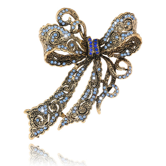 Vancy Utopia Rhinestone Bow Brooch Vintage Crystal Large Bowknot Brooches for Women Brooch Pin Wedding Fashion Jewelry Accessories,Women Gift