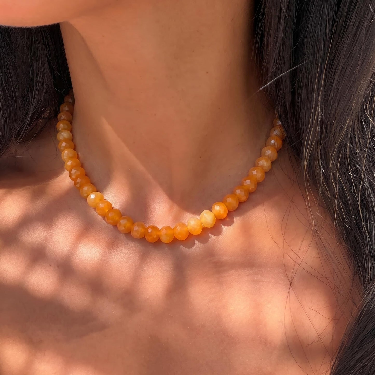 Badu Yellow Gemstone Beaded Necklace for Women Natural Stone Bead Beach Choker Necklace Fashion Trendy Jewelry Gifts