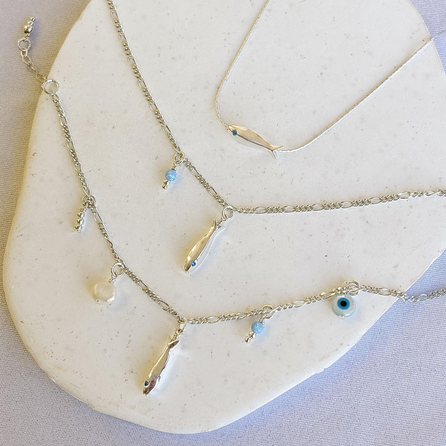 Tooliks Dainty Fish Necklace for Women, Sterling Silver or Gold Fish Charm, Minimal Lucky Necklace (Sterling Silver)