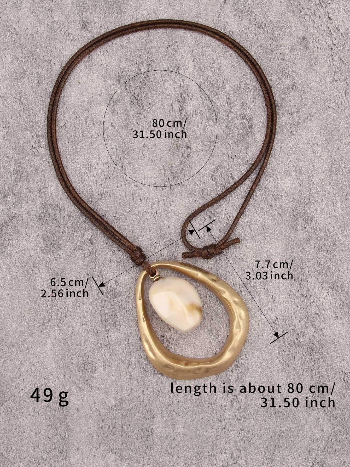 joymiao Chunky Pendant Necklace Women Large Gold Boho Vintage Statement Necklace with White Resin Stone Hippie Bohemian Jewelry