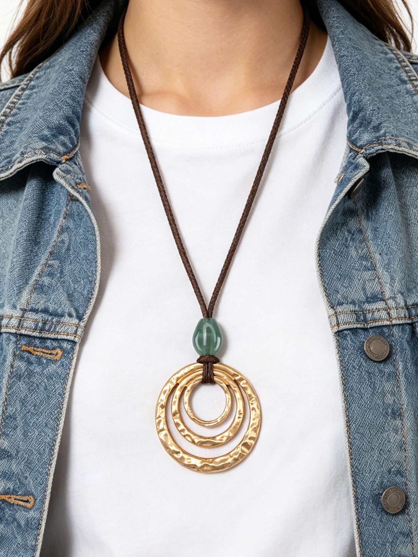 joymiao Chunky Pendant Necklace for Women Bohemian Vintage Statement Necklace Gold Boho Circle Necklaces trendy Handmade Hippie Jewelry