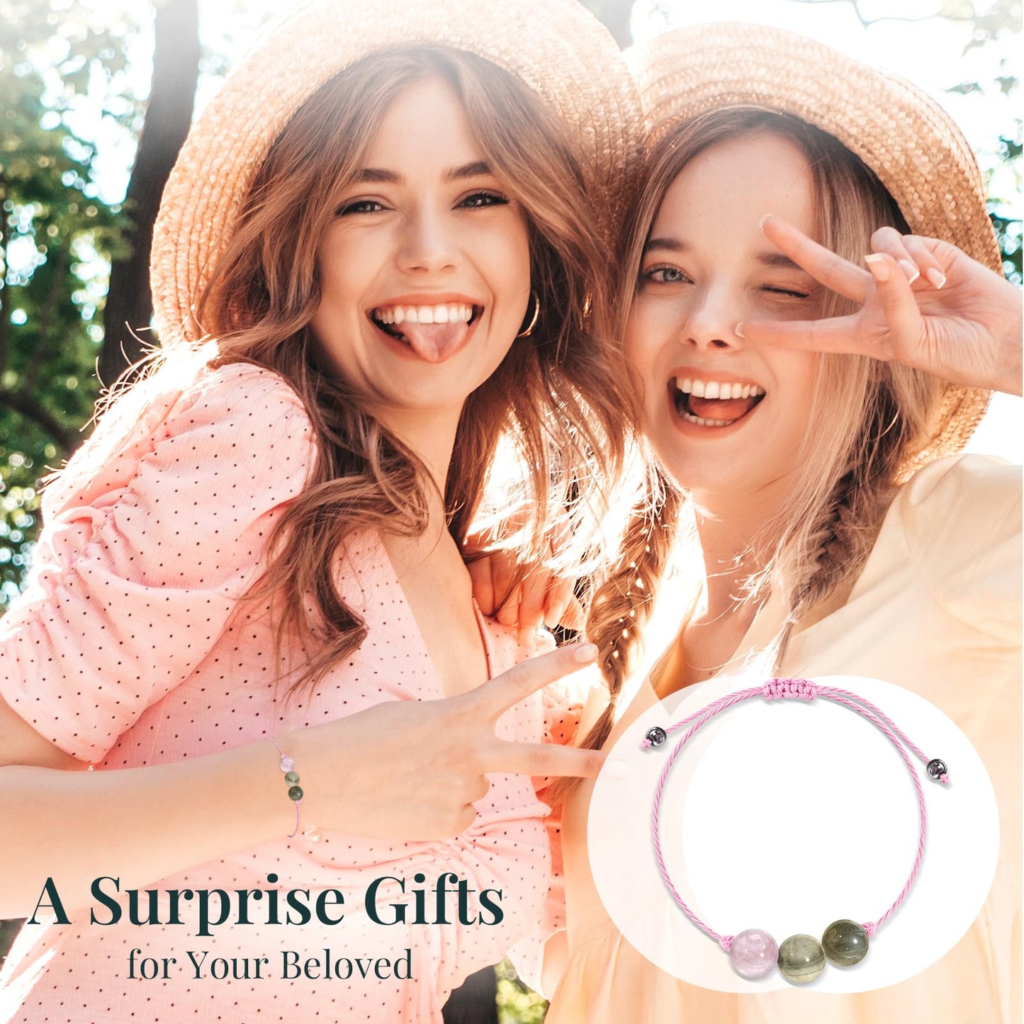 ZOKCC Crystal Healing Bracelets Gifts for Women: Spiritual Natural Healing Stone Anxiety Protection Bracelets Birthday Christmas Gifts for Friends Sister Coworker Nurse Teacher