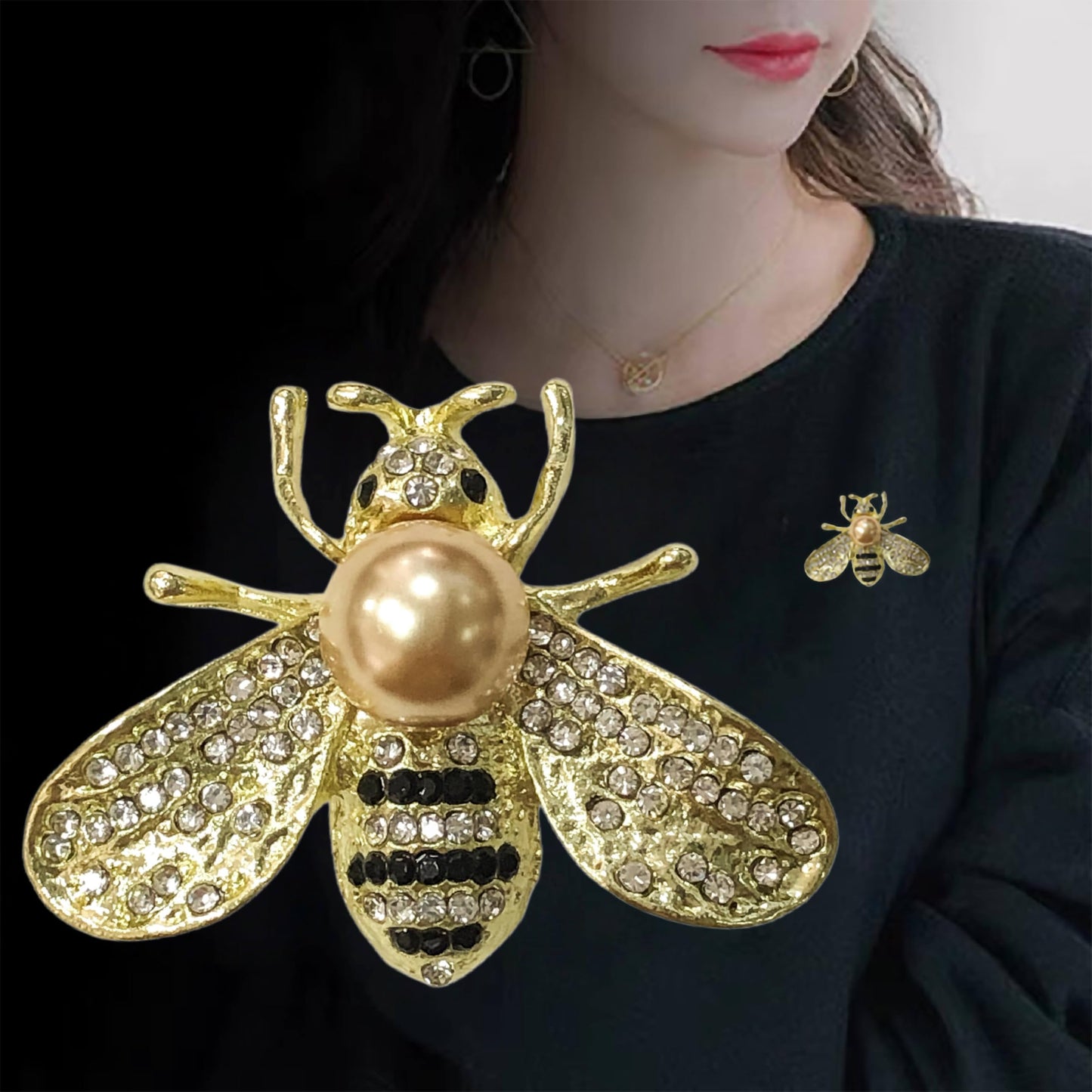 Yaximhozz 2pcs Rhinestone Bee Brooch Pin for Women Dress Elegant Stylish Crystal Brooches Animal Fashion Pins Lapel Boutonniere Ideas Wedding Christmas Birthday Jewelry Easter Gift (21 Bee Gold/Yellow)