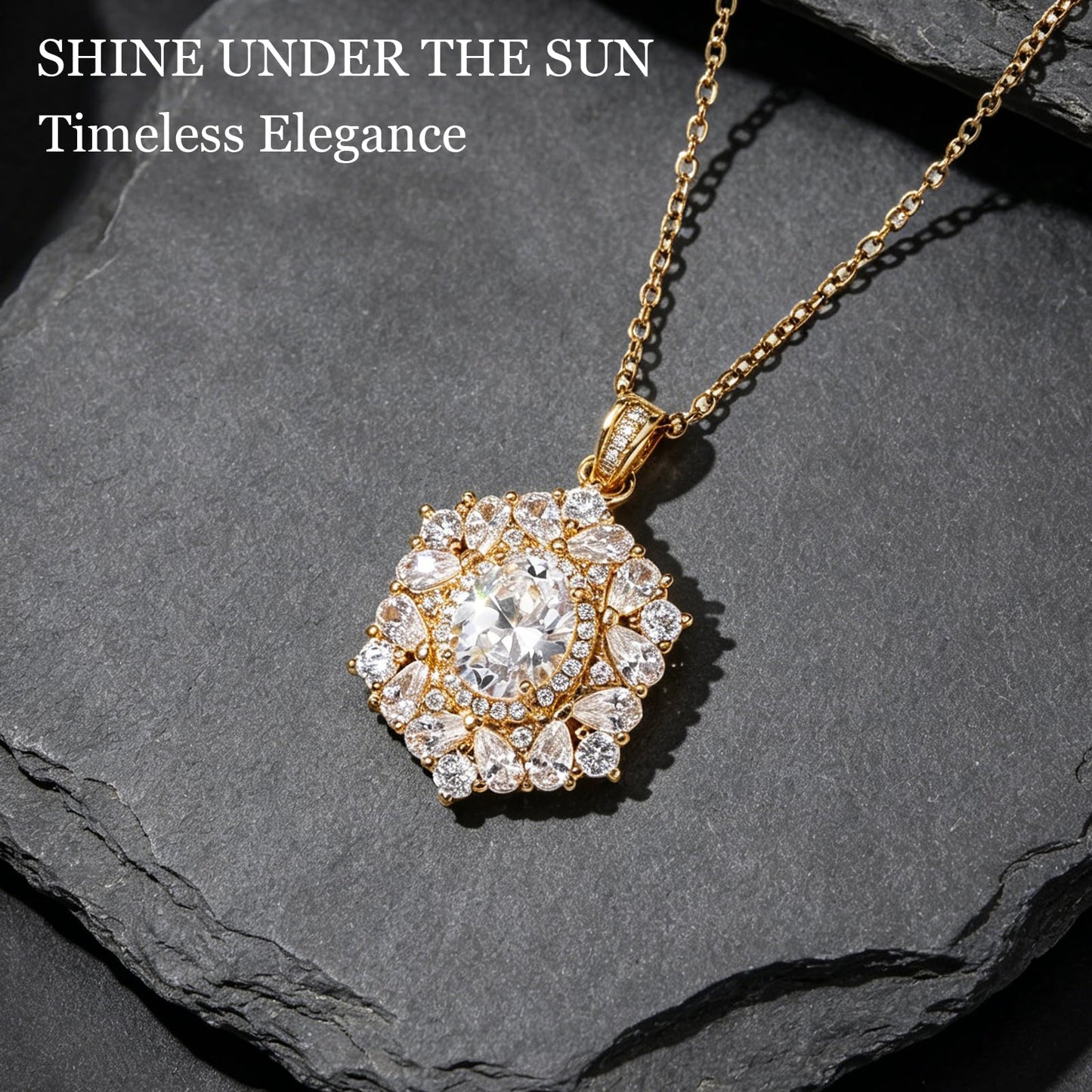 crataly Baroque April Birthstone Diamond Necklaces for Women-Gold Plated Diamond Pendant Maximalist Jewelry For Valentines Day Mother's Day Christmas Birthday Gifts