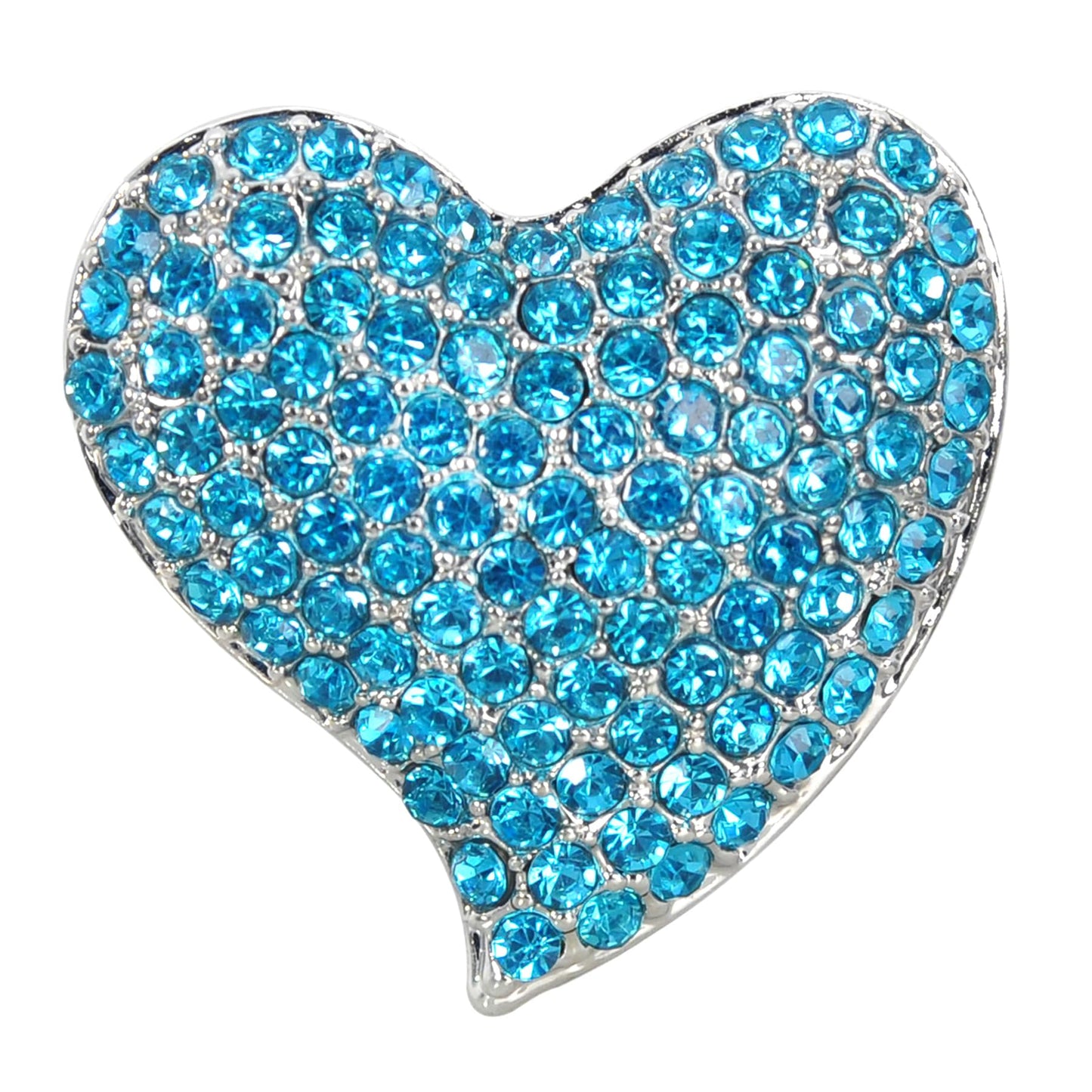 Gyn&Joy Womens Aqua Blue Crystal Love Heart Fashion Brooch