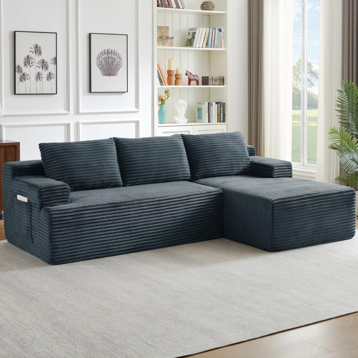 96" Modular Sectional Sofa, Cloud Sectional Couch with Deep Seat, Modern L-Shape Corner Sofa Couch with Right Facing Chaise,Upholstered Boneless Couches for Living Room Bedroom