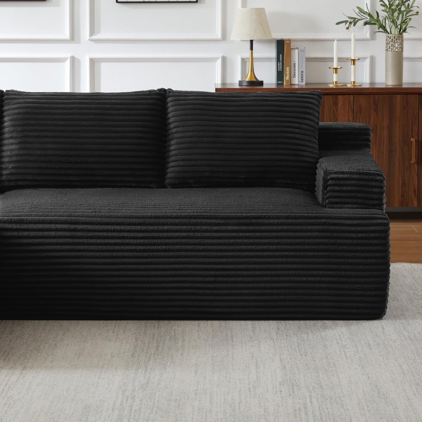 96" L Shaped Cloud Sectional Couch with Chaise, Deep Seat Modular Sectional Sofa Corduroy Memory Foam Sofa Boneless Couches for Living Room Bedroom, No Assembly Required