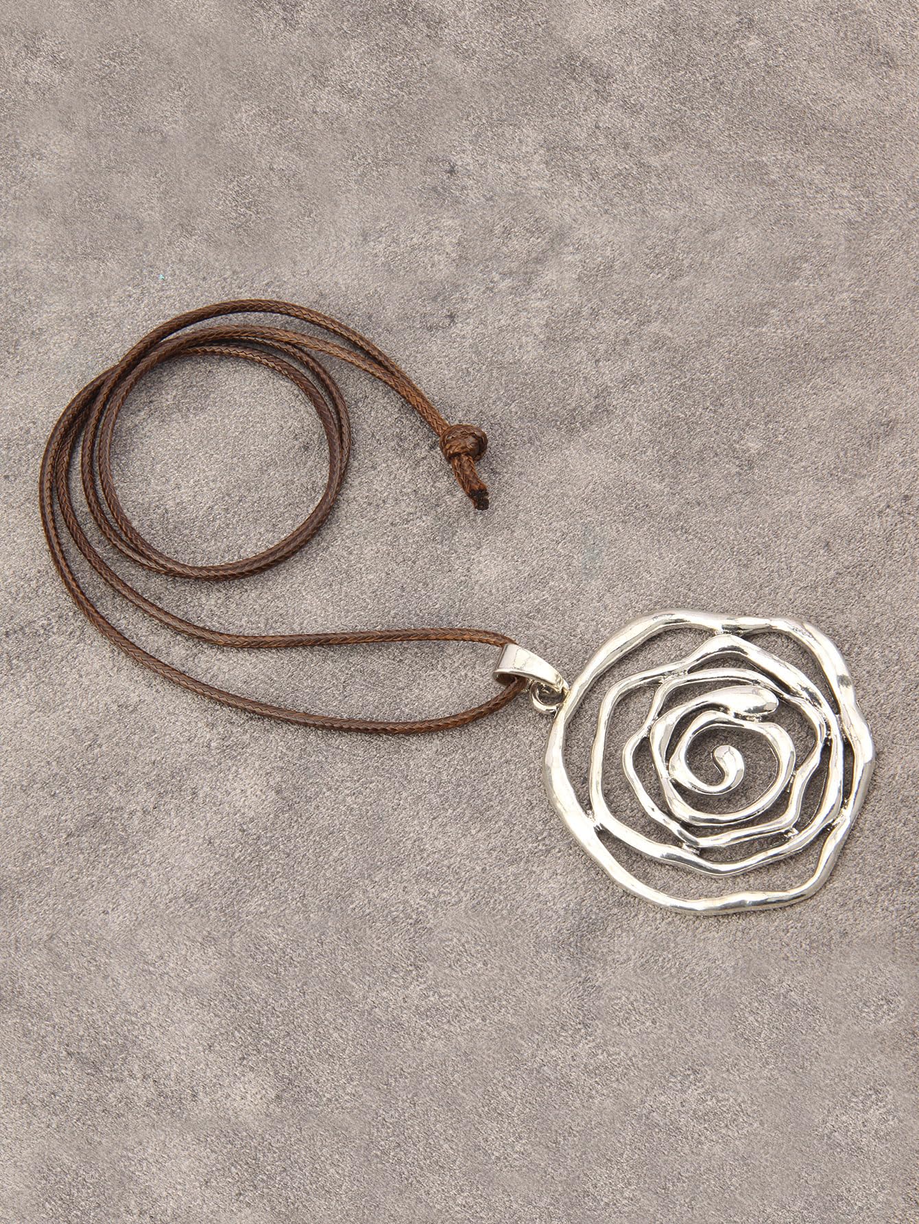 joymiao Leather Necklace for Womens Chunky Long Necklace Boho Silver Necklace Flower Vintage Pendant Necklace Hippie Boho Jewelry for Women