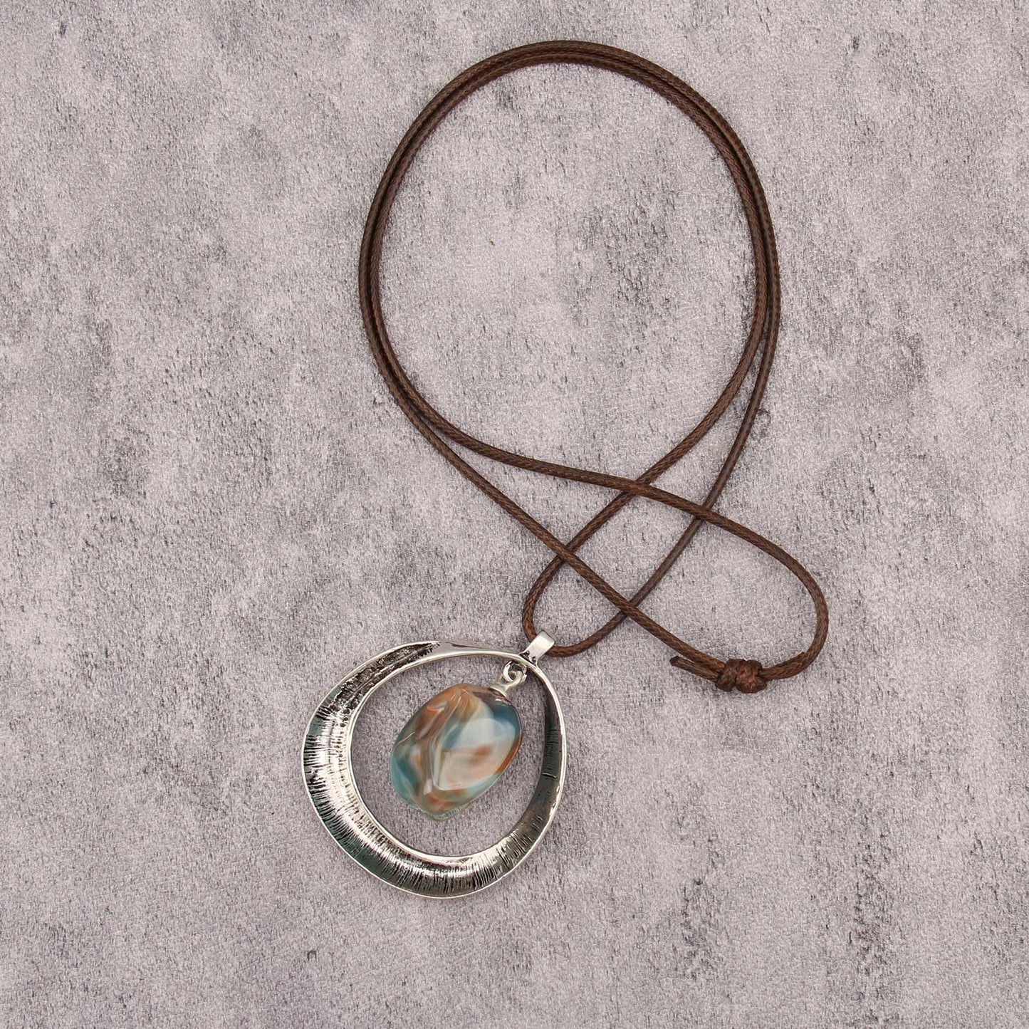 joymiao Bohemian Necklace Women Chunky Long Vintage Necklace Boho Hippie Choker Style Necklaces with Silver Pendant Stone Casual Jewelry