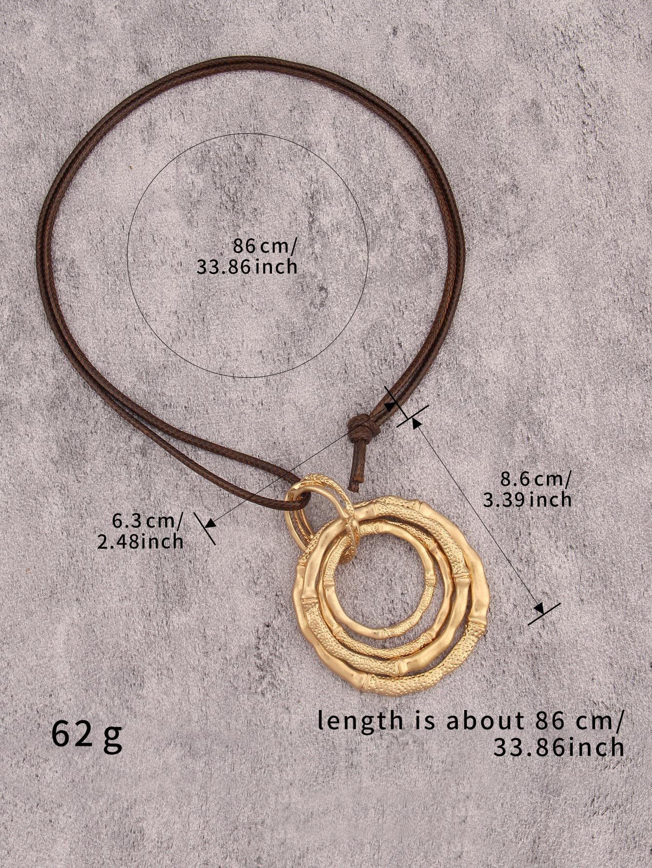 joymiao Long Boho Necklace for Women Chunky Statement Necklace with Large Bamboo Circle Pendant Vintage Hippie Jewelry