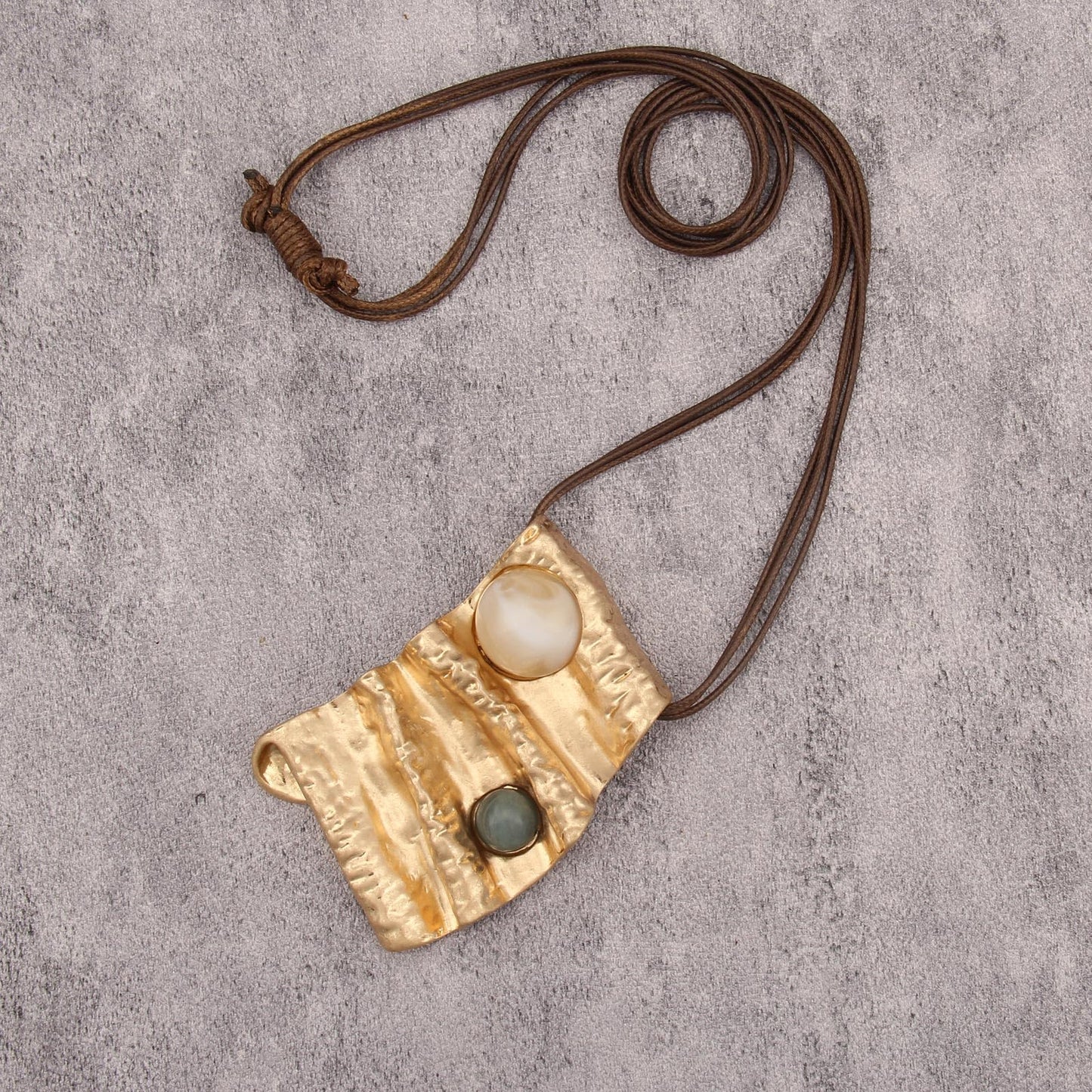 joymiao Boho Necklace for Women Large Pendant Vintage Statement Necklaces Bohemian Gold Irregular Pendant Long Chain Hippie Choker Necklace