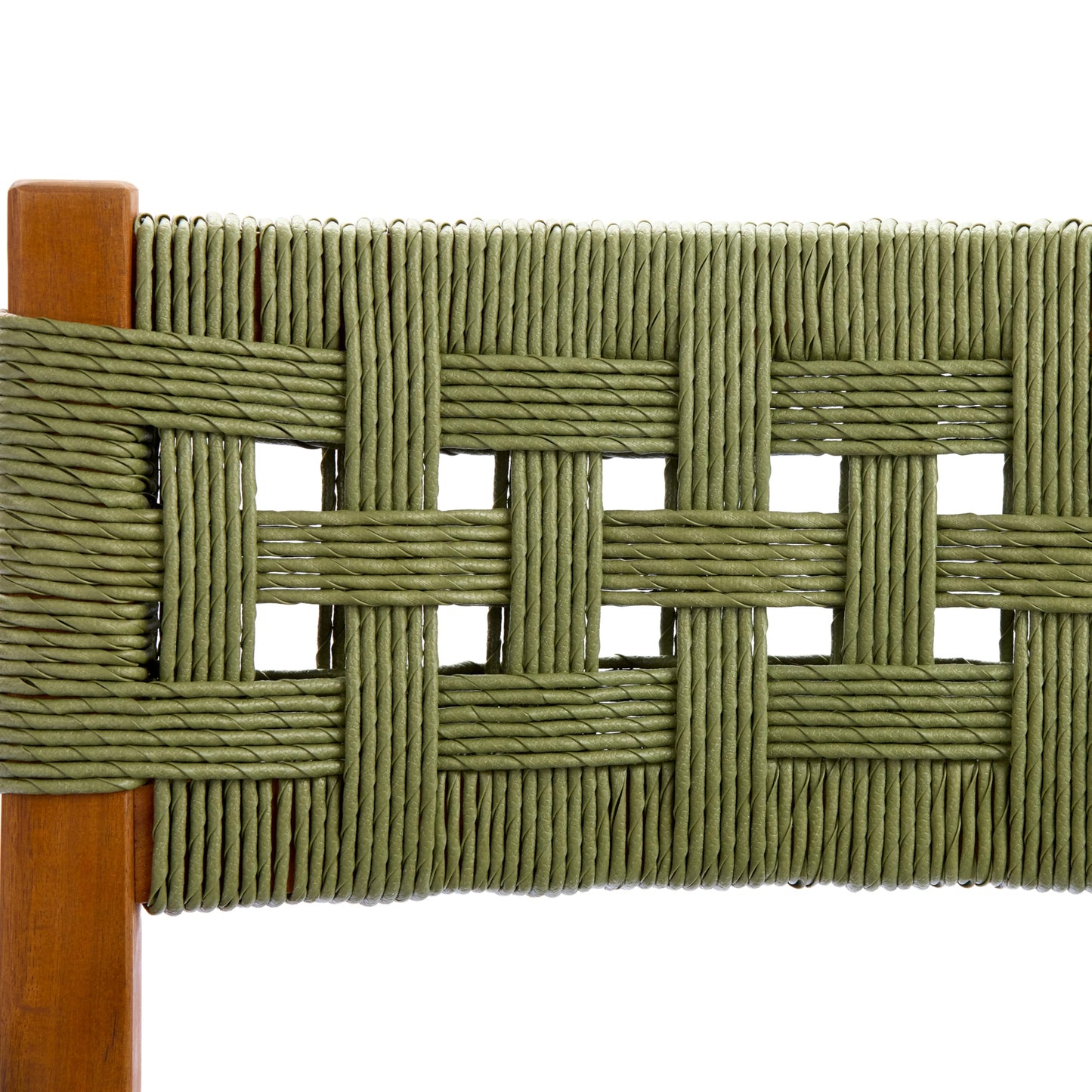 Christopher Knight Home 5 Piece Outdoor Dining Set Acacia Wood Square Table and 4 Green Wicker Chairs Teak Finish Patio Furniture Set for Garden Backyard Balcony Deck