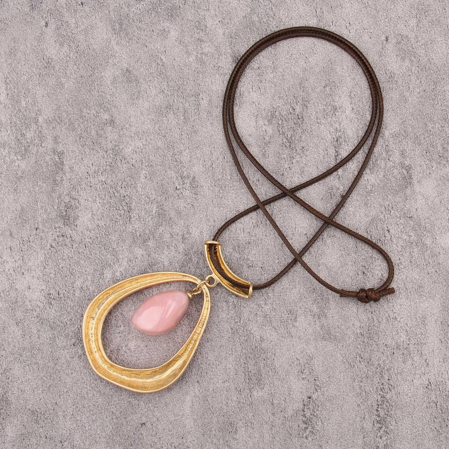 joymiao Vintage Pendant Necklace for Women Long Boho Choker Large Gold Pendant with Pink Stone Hippie Womens Bohemian Necklace