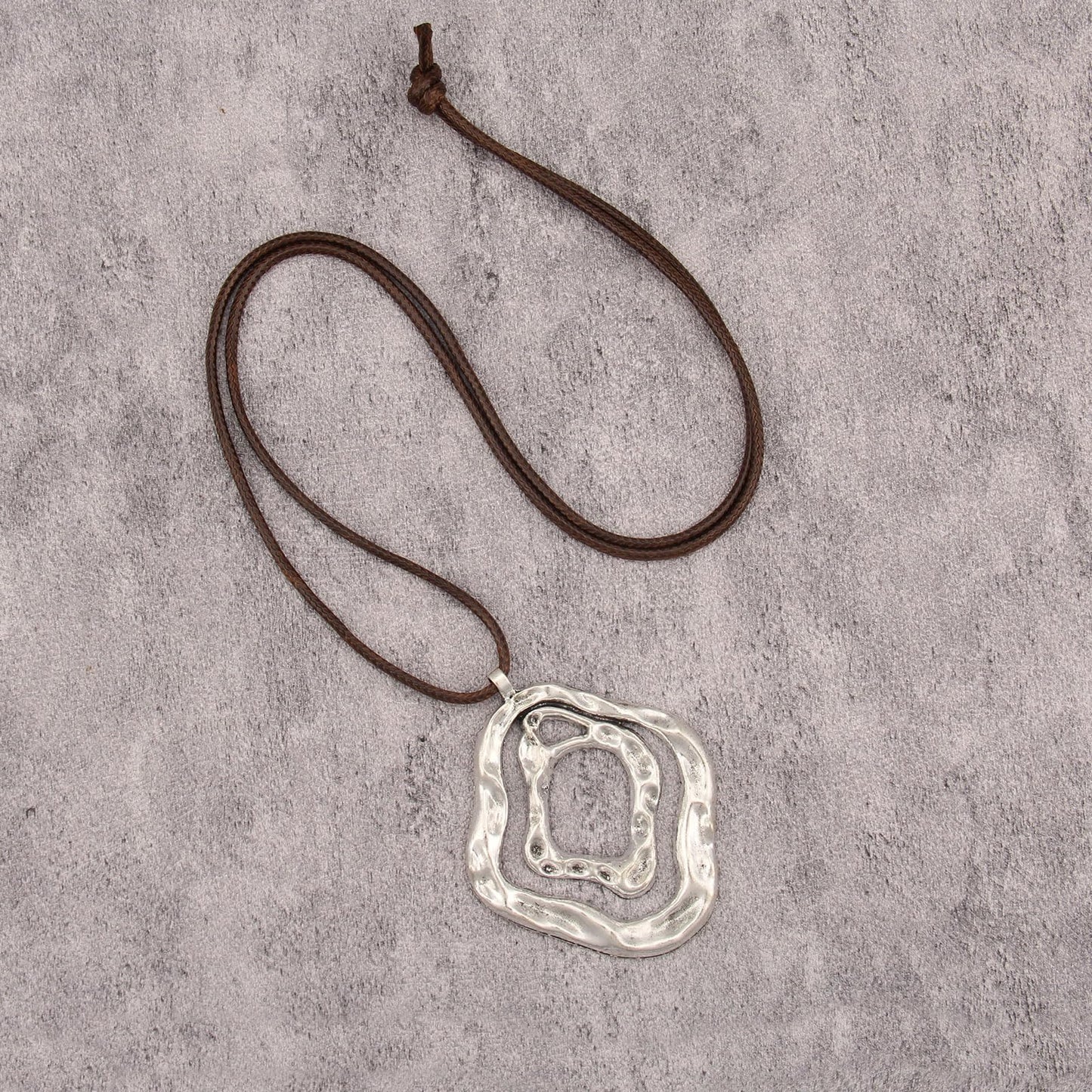 joymiao Long Boho Necklace for Women Vintage Chunky Statement Pendant Necklace with Silver Pendant Hippie Bohemian Jewelry