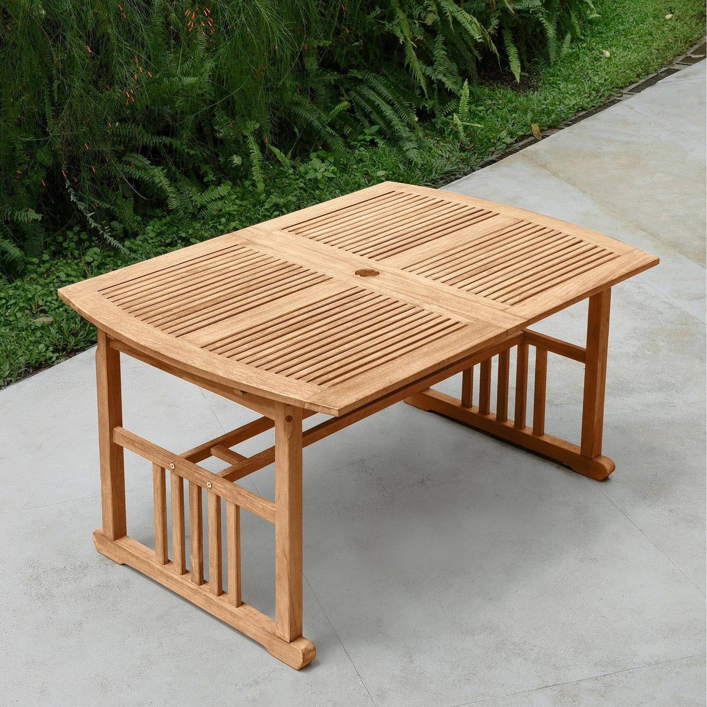 Cambridge Casual Caterina Teak Wood 6-Piece Outdoor Dining Set with Bench, Armchairs, and Beige Cushions, Weather-Resistant Natural Teak Garden Furniture for Porch, Deck, or Backyard