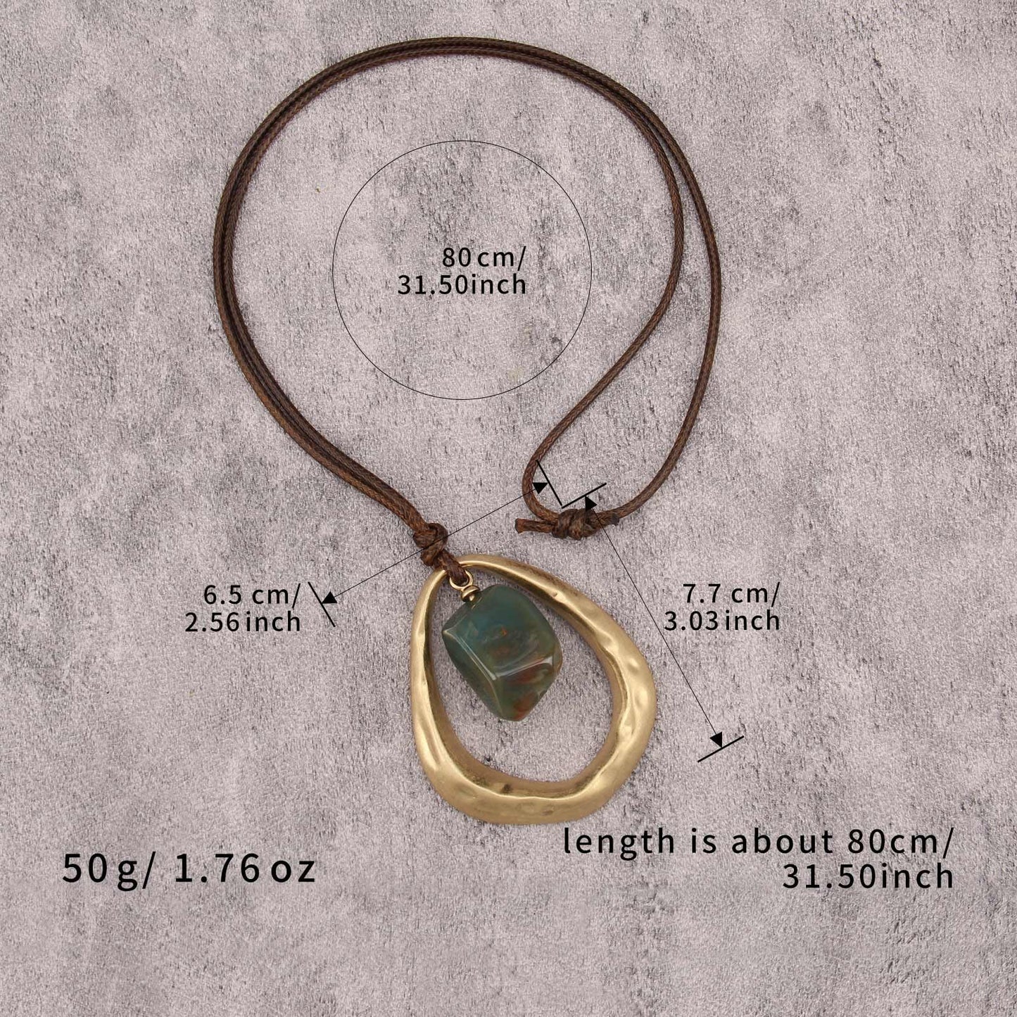 joymiao Boho Pendant Necklace for Women Gold Chunky Vintage Hippie Statement Necklace with Resin Stone Large Pendant Boho Style