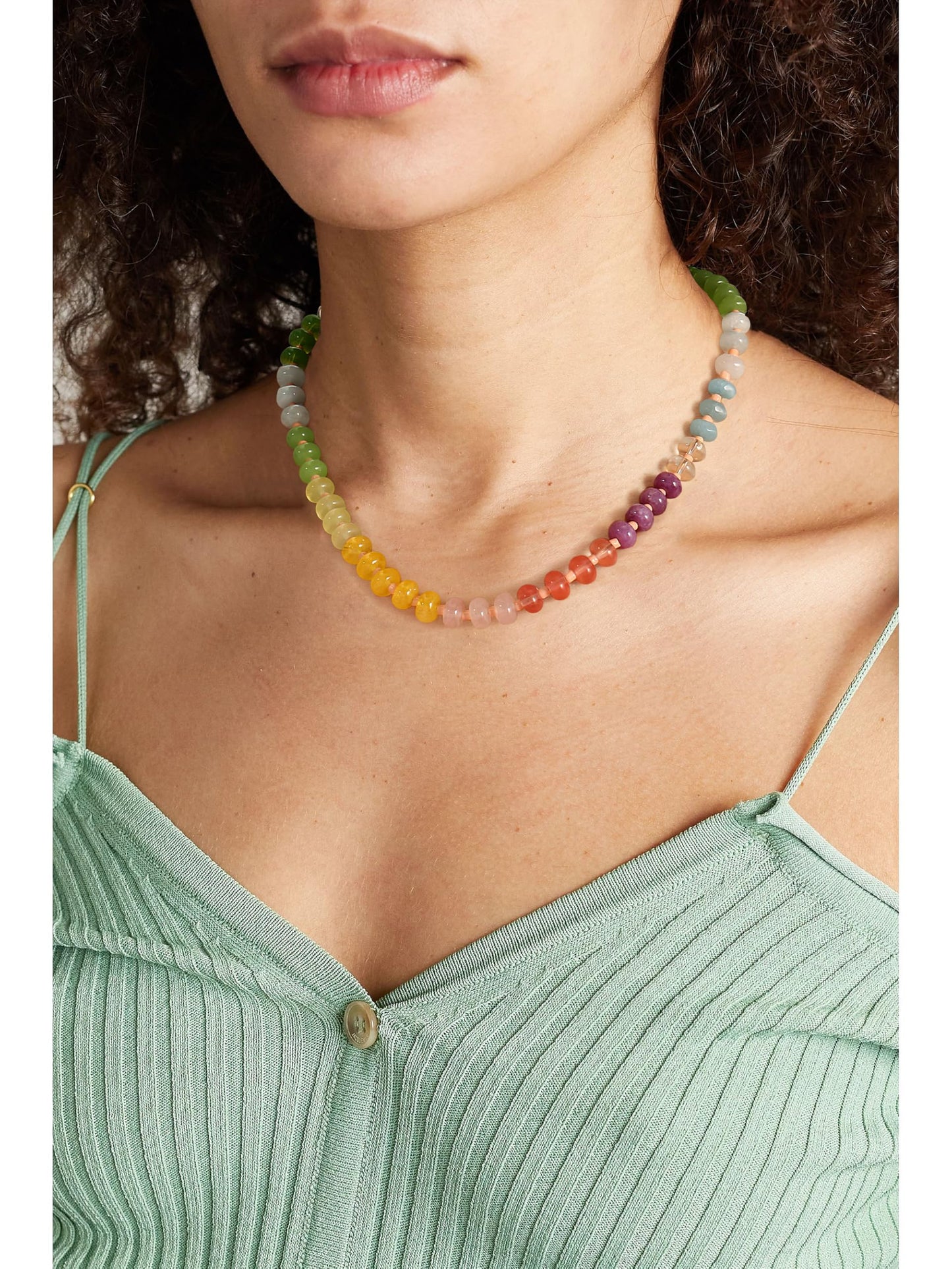 Gemstone Beaded Necklace for Women Colorful Natural Stone Freshwater Pearl Surfer Beach Rainbow Necklace Jewelry Gift