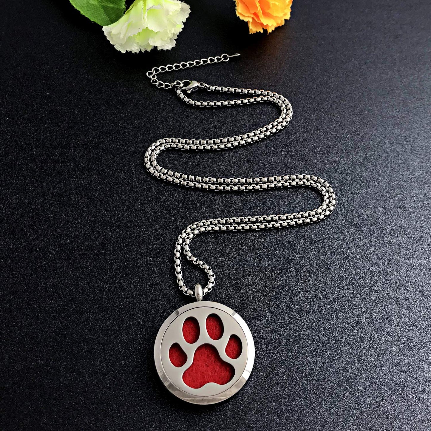 Essential Oil Necklace Diffuser Family Tree of Life Necklace Pendant Aromatherapy Locket Gifts (Dog Paw)