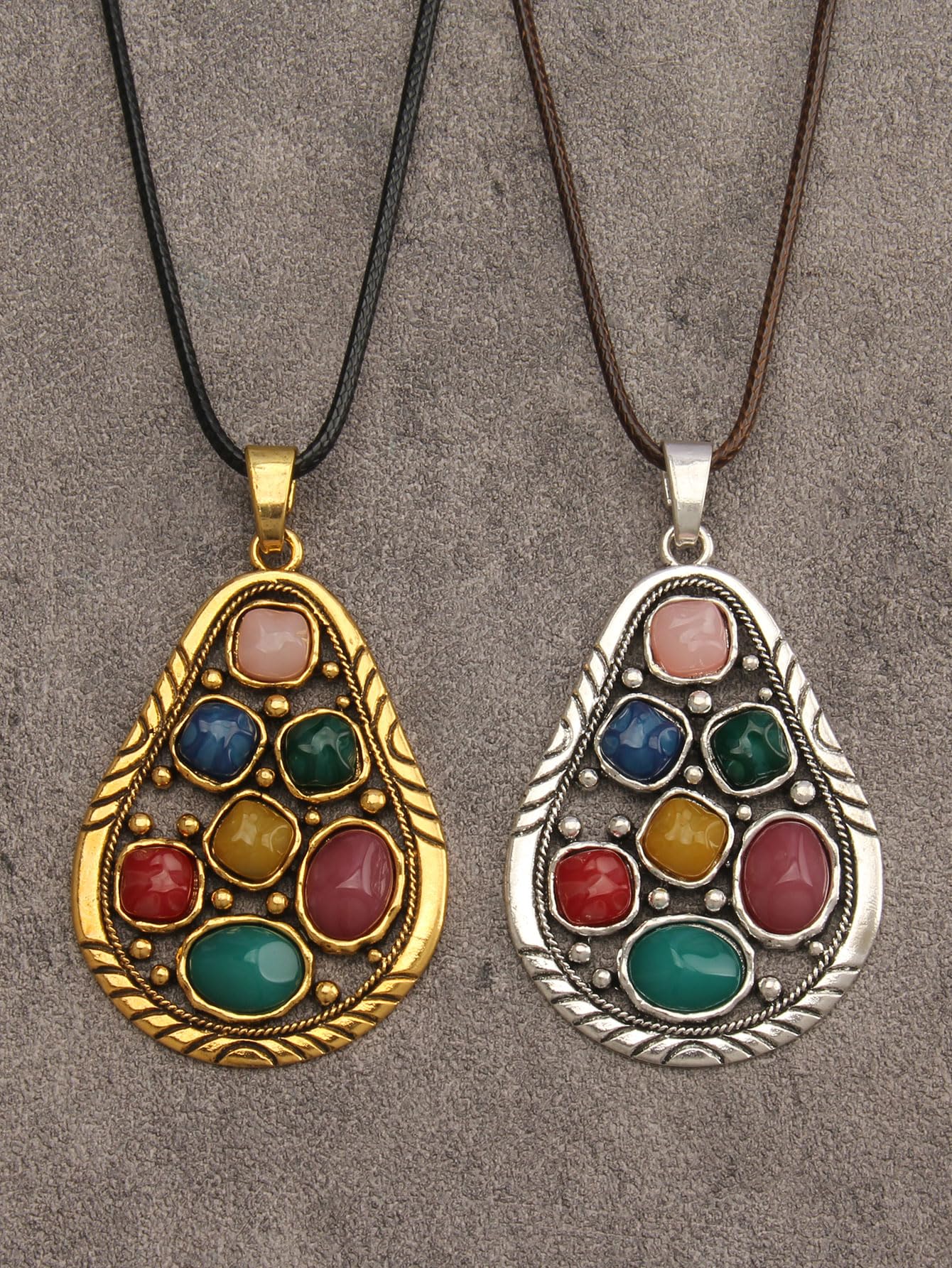 joymiao Bohemian Necklace Boho Pendant for Women Leather Choker Necklace Turquoise Jewelry for Women Trendy