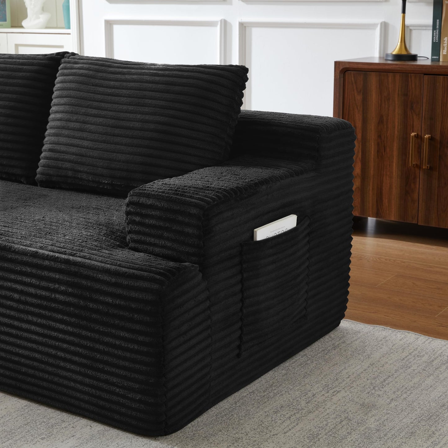 96" L Shaped Cloud Sectional Couch with Chaise, Deep Seat Modular Sectional Sofa Corduroy Memory Foam Sofa Boneless Couches for Living Room Bedroom, No Assembly Required