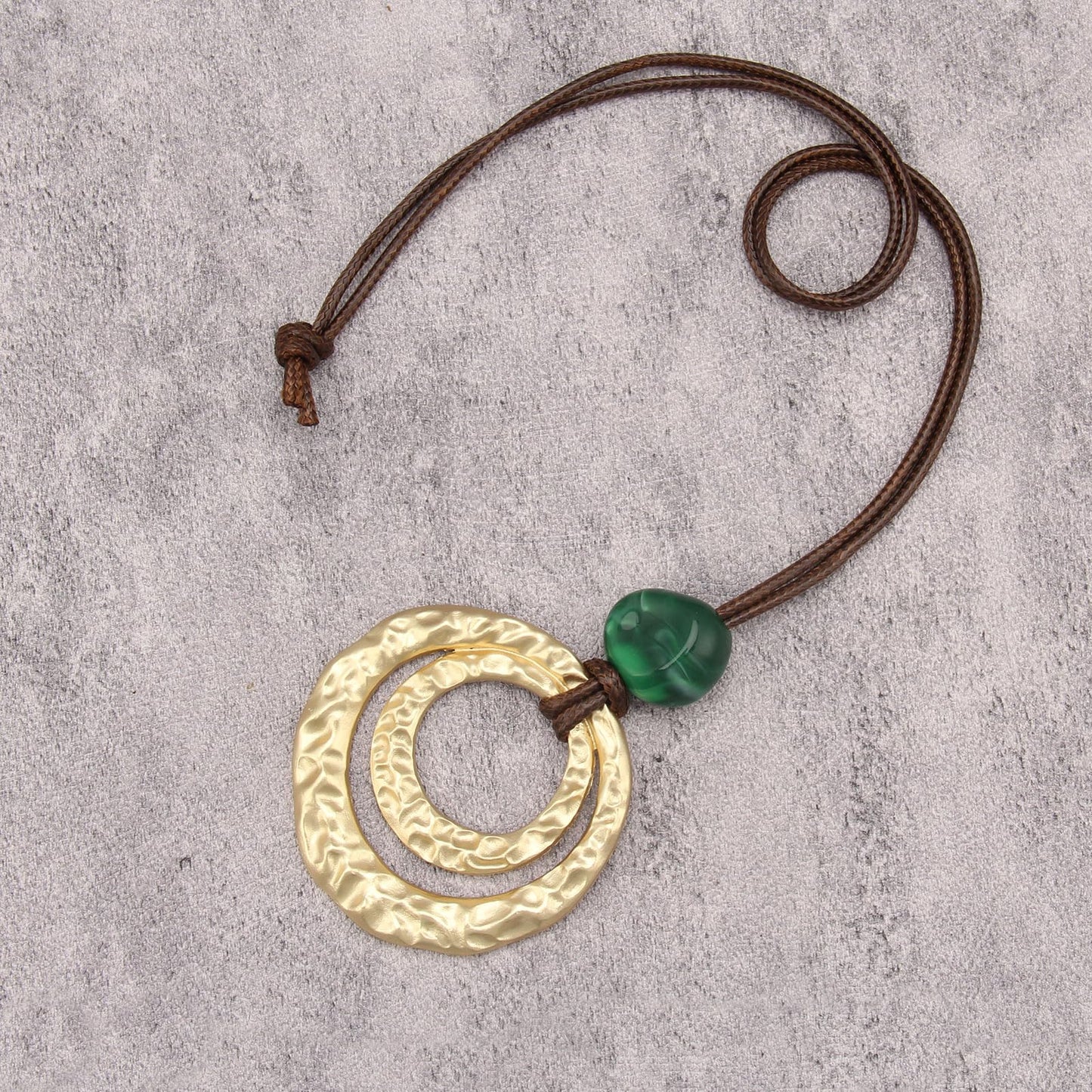 joymiao Chunky Pendant Necklace for Women Long Boho Necklace with Gold Double Layer Pendant Statement Vintage Hippie Layered Necklaces