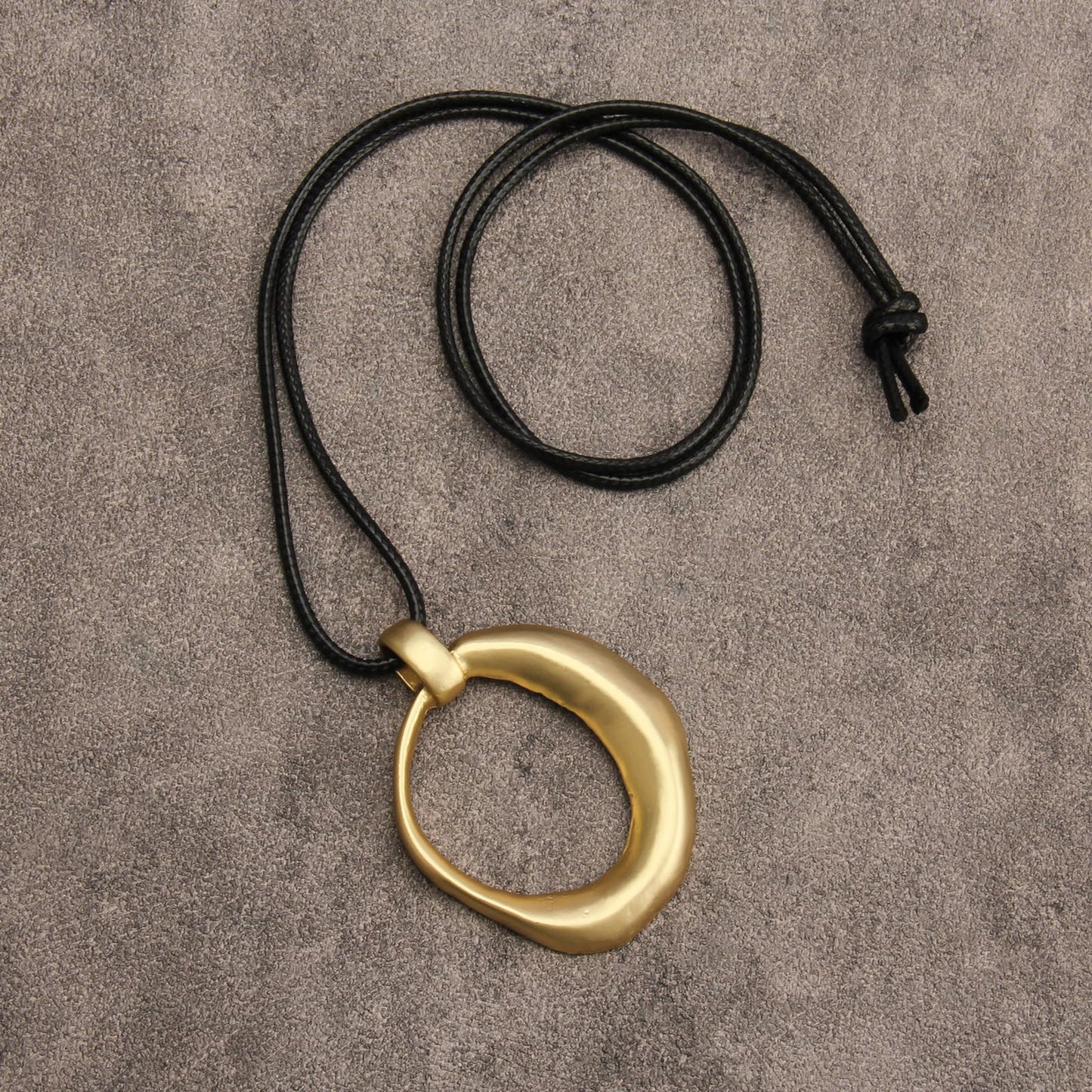 joymiao Big Pendant Necklace Long Leather Necklaces for Women Bohemian Jewelry Gold Circle Necklace Large Black Boho Necklace