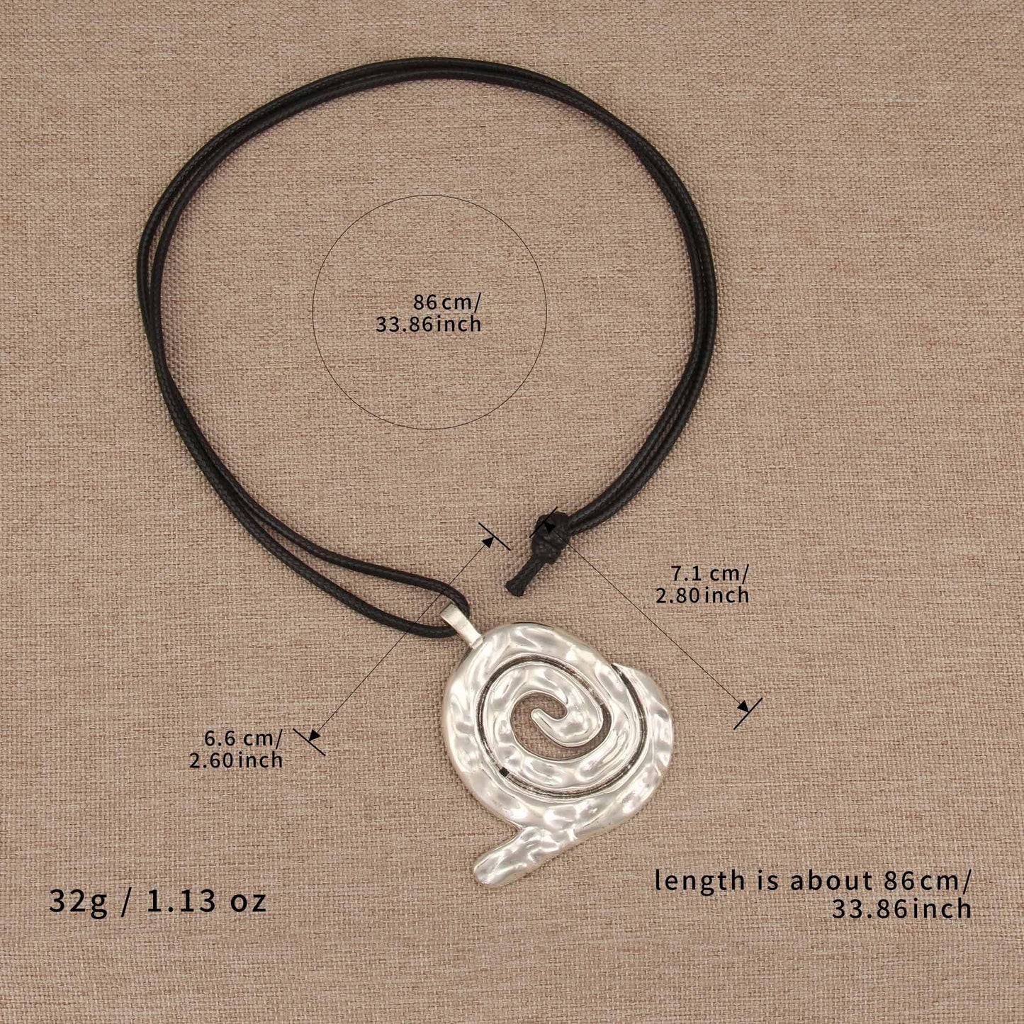 joymiao Bohemian Long Necklace for Women Chunky Boho Gold Necklace Casual Statement Necklaces with Large Silver Swirl Pendant Hippie Jewelry