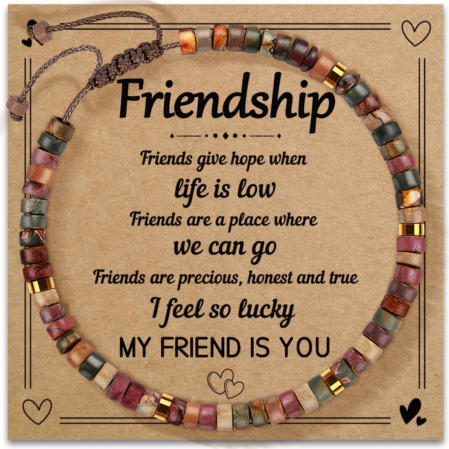 ZOKCC Friendship Bracelets Gifts for Women - Healing Natural Stone Bracelets - Inspirational Friendship Valentines Day Gifts for Women Friend Sister Coworker Bestie BFF