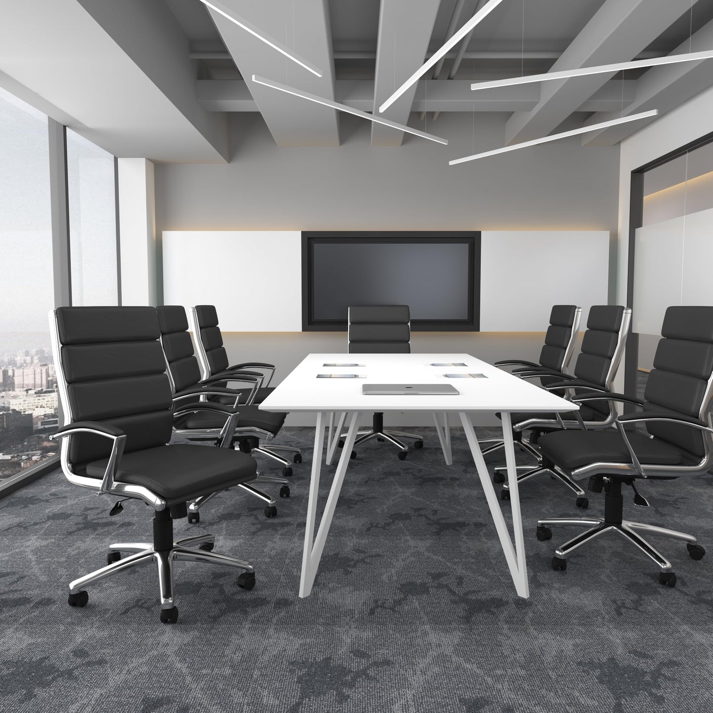 Boss Office Products CaressoftPlus Executive Chair, Traditional, Metal Chrome Finish (B9471-BK)