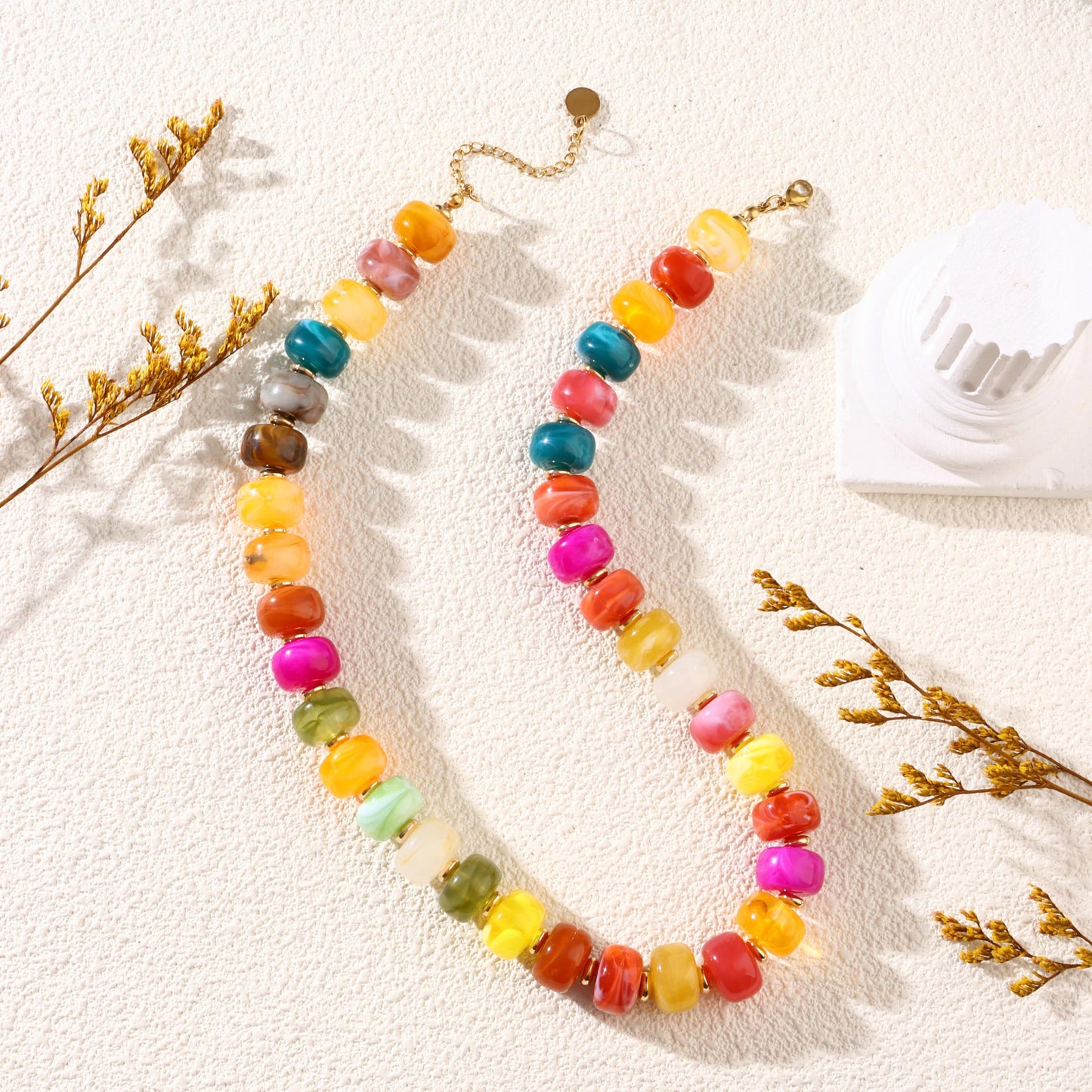joymiao Chunky Necklaces for Women Big Beaded Necklace Colorful Beaded Necklaces Charm Necklace Beach Summer Jewelry Accessories