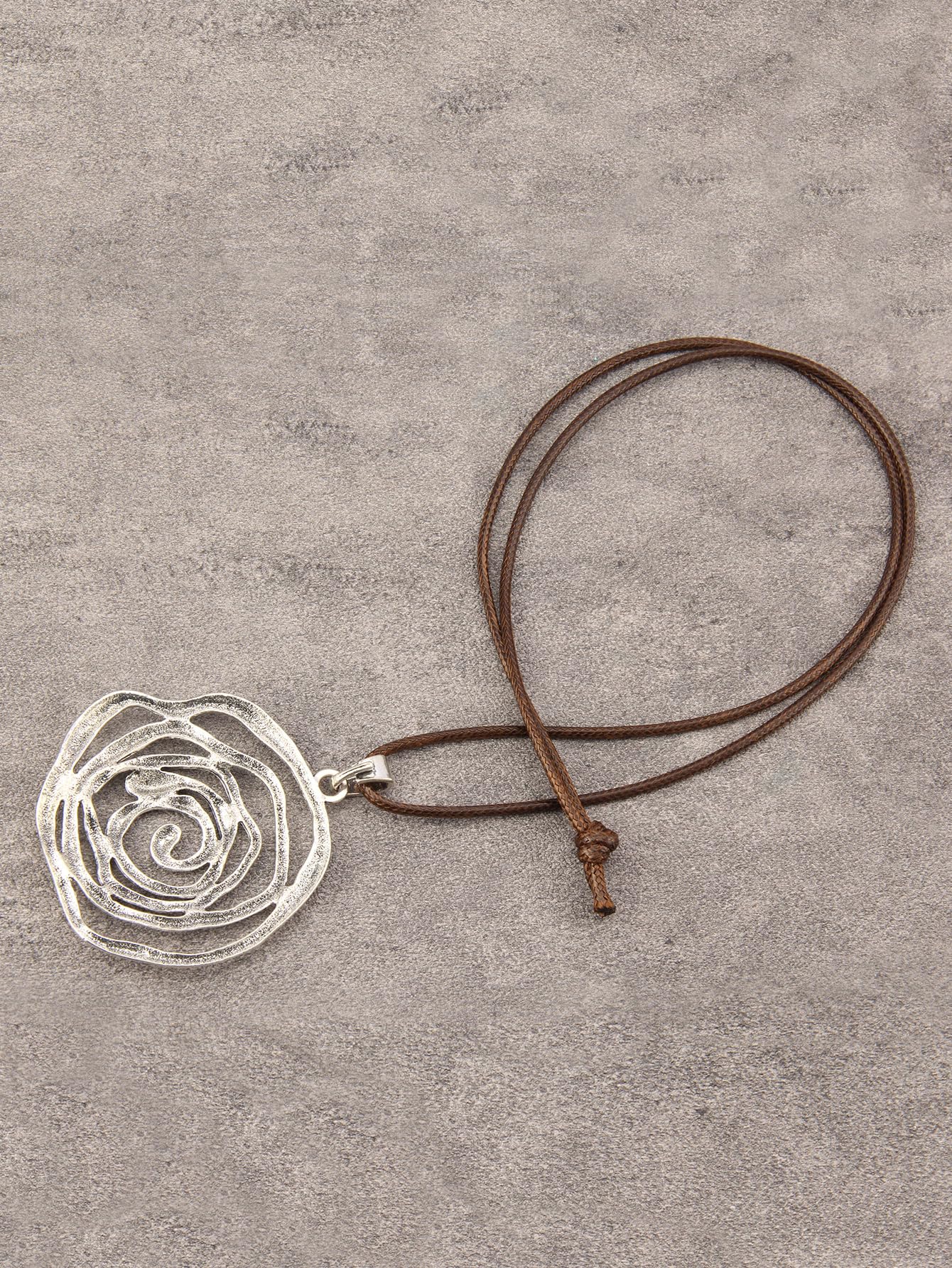 joymiao Leather Necklace for Womens Chunky Long Necklace Boho Silver Necklace Flower Vintage Pendant Necklace Hippie Boho Jewelry for Women