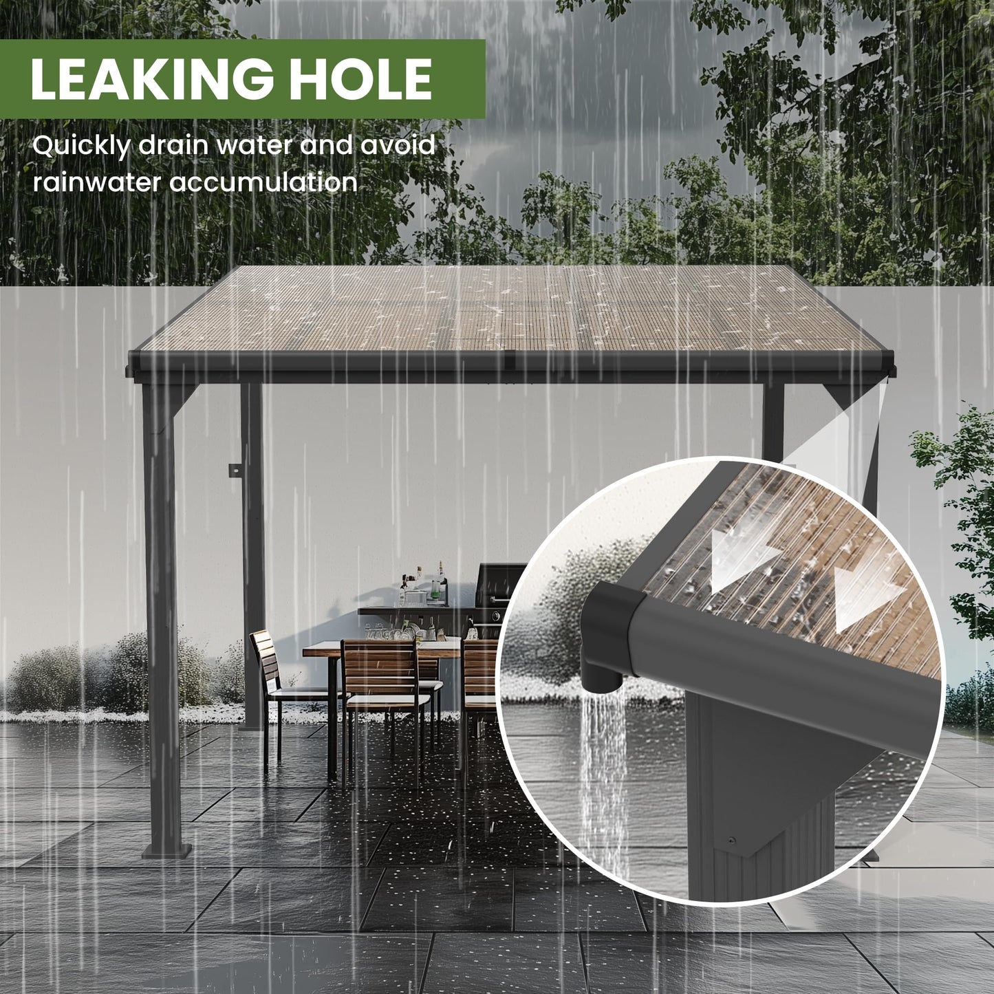 Patiopia 10 * 10FT Pergola,4 * 4 Inch Thickened Pillars & Enlarged Base,Outdoor Hardtop Lean to Gazebo,Wall Mounted Pergola,Pergolas Gazebos Clearance,Aluminum Frame Pergola,UV Resistant Patio Roof