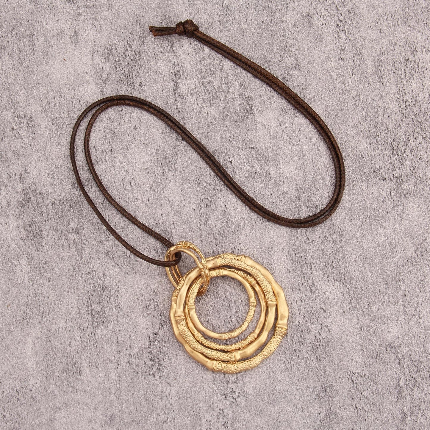 joymiao Long Boho Necklace for Women Chunky Statement Necklace with Large Bamboo Circle Pendant Vintage Hippie Jewelry