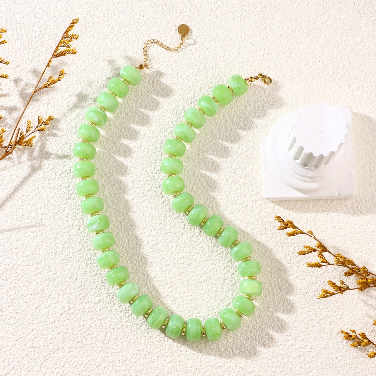 joymiao Bead Choker Necklace for Women Gemstone Beaded Necklace Chunky Beaded Necklaces Big Bead Choker Trendy Summer Jewelry