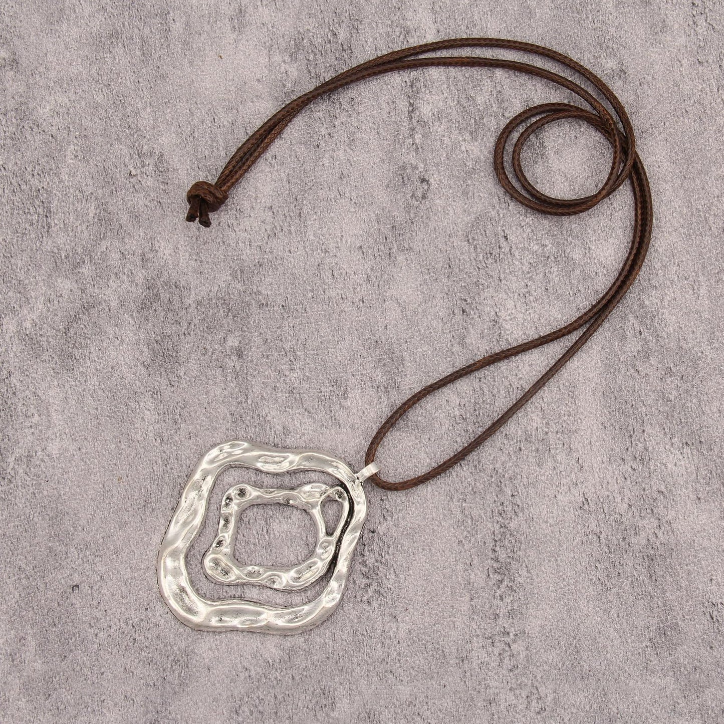 joymiao Long Boho Necklace for Women Vintage Chunky Statement Pendant Necklace with Silver Pendant Hippie Bohemian Jewelry