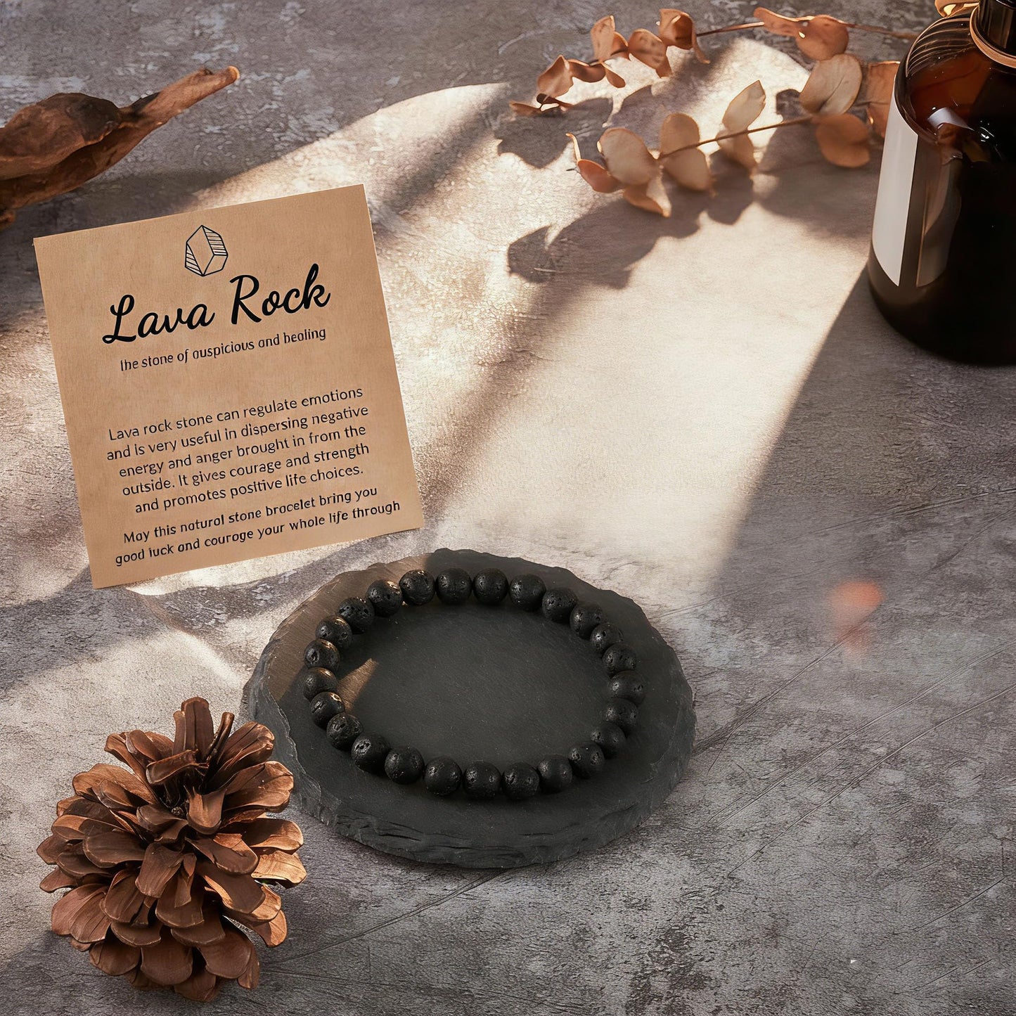Seyaa Lava Rock Bracelet, Mens Bracelet, Crystal Beaded Bracelet Unisex, Inspirational Anniversary Christmas Birthday Valentines Day Gifts for Him Men Women