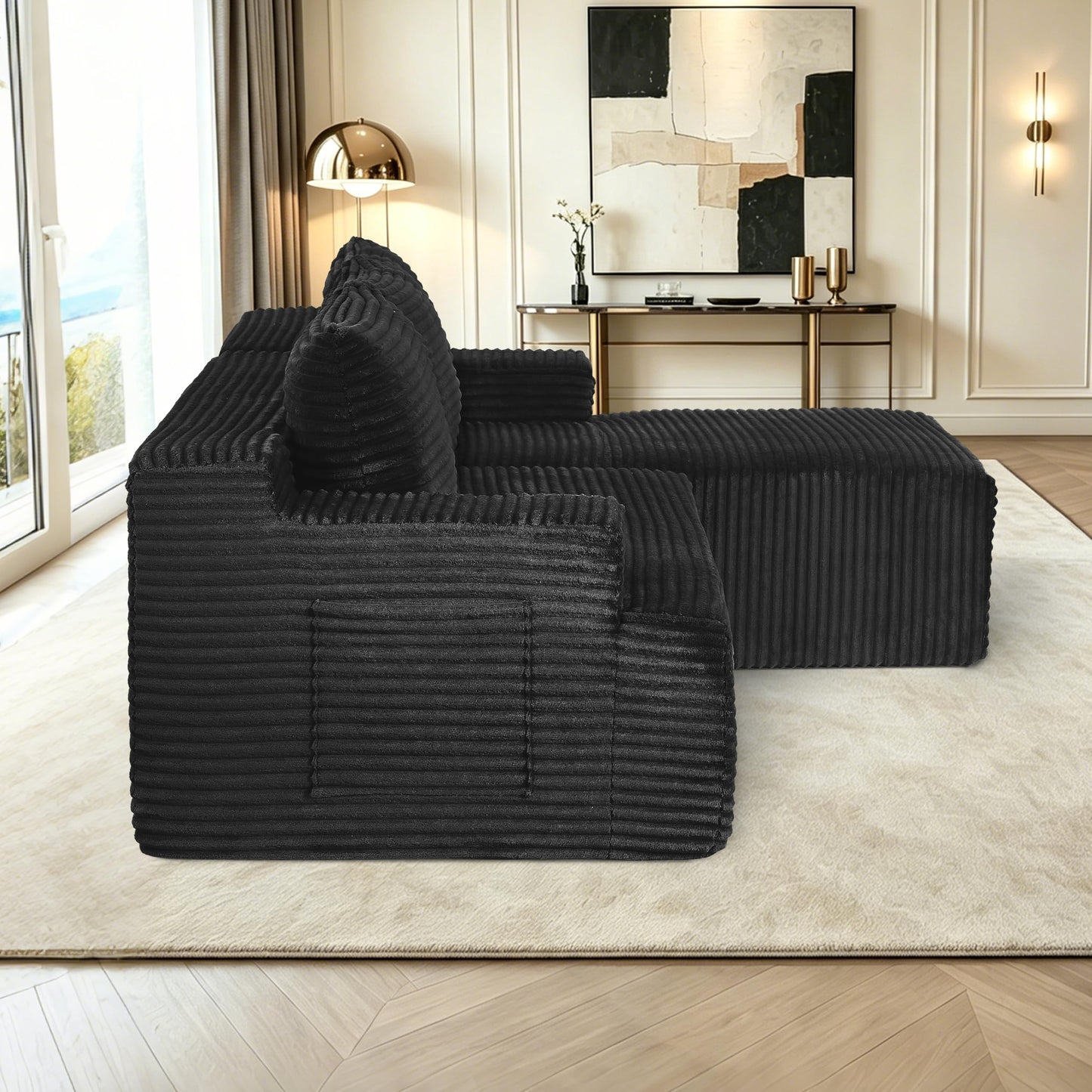 96" Modular Sectional Sofa, Cloud Sectional Couch with Deep Seat, Modern L-Shape Corner Sofa Couch with Right Facing Chaise,Upholstered Boneless Couches for Living Room Bedroom