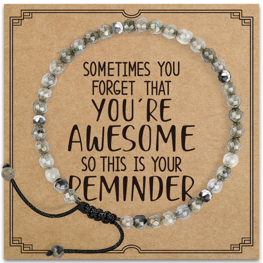ZOKCC Sometimes You Forget You're Awesome Gifts Healing Natural Stone Beaded Bracelets Gift - Inspirational Gifts for Her Mom Friend Sister Women Bestie