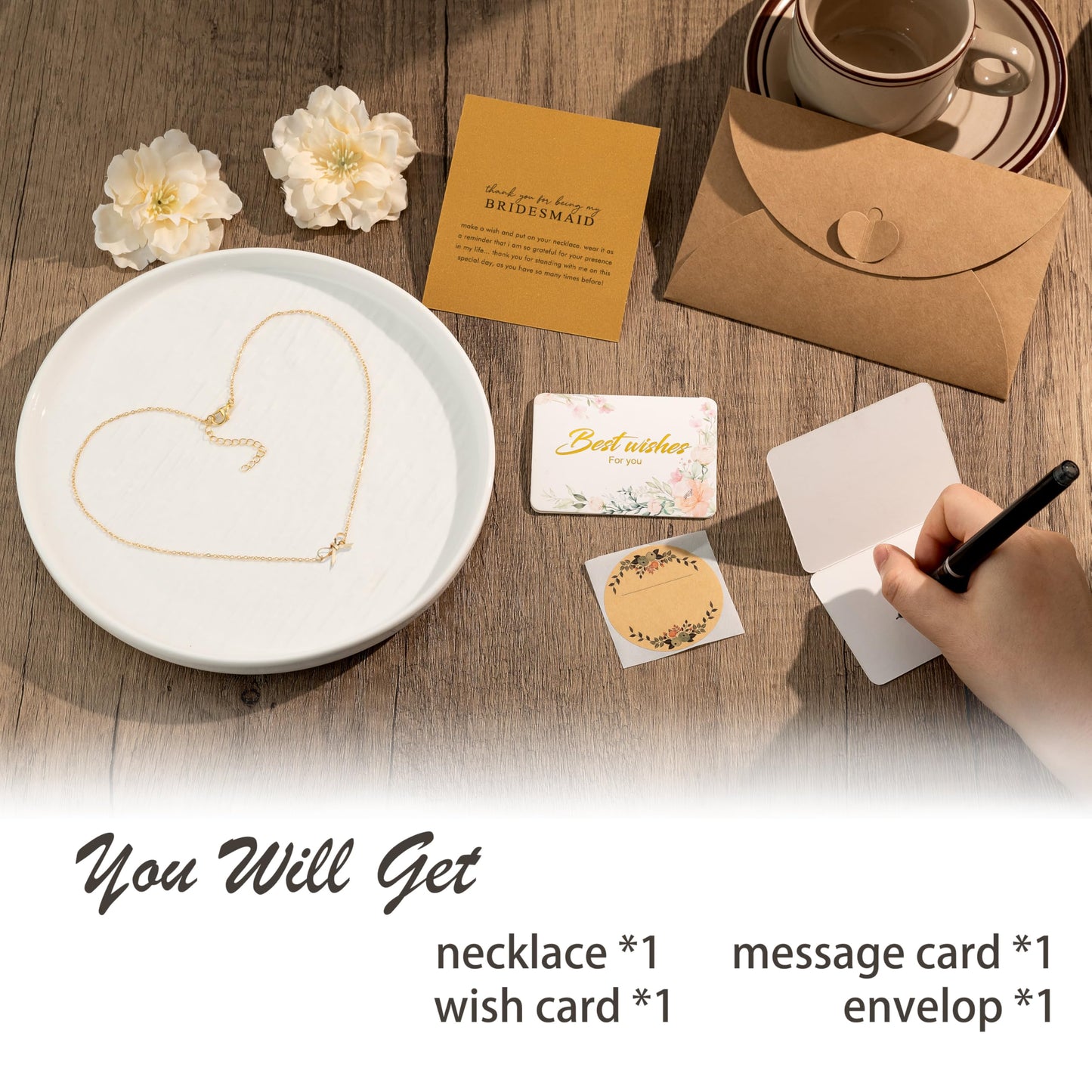 OBSUN Bridesmaid Gifts Thank You Gifts for Bridesmaids Bridesmaid Necklace Proposal Gift for Bridesmaids (Bow-bridesmaid)