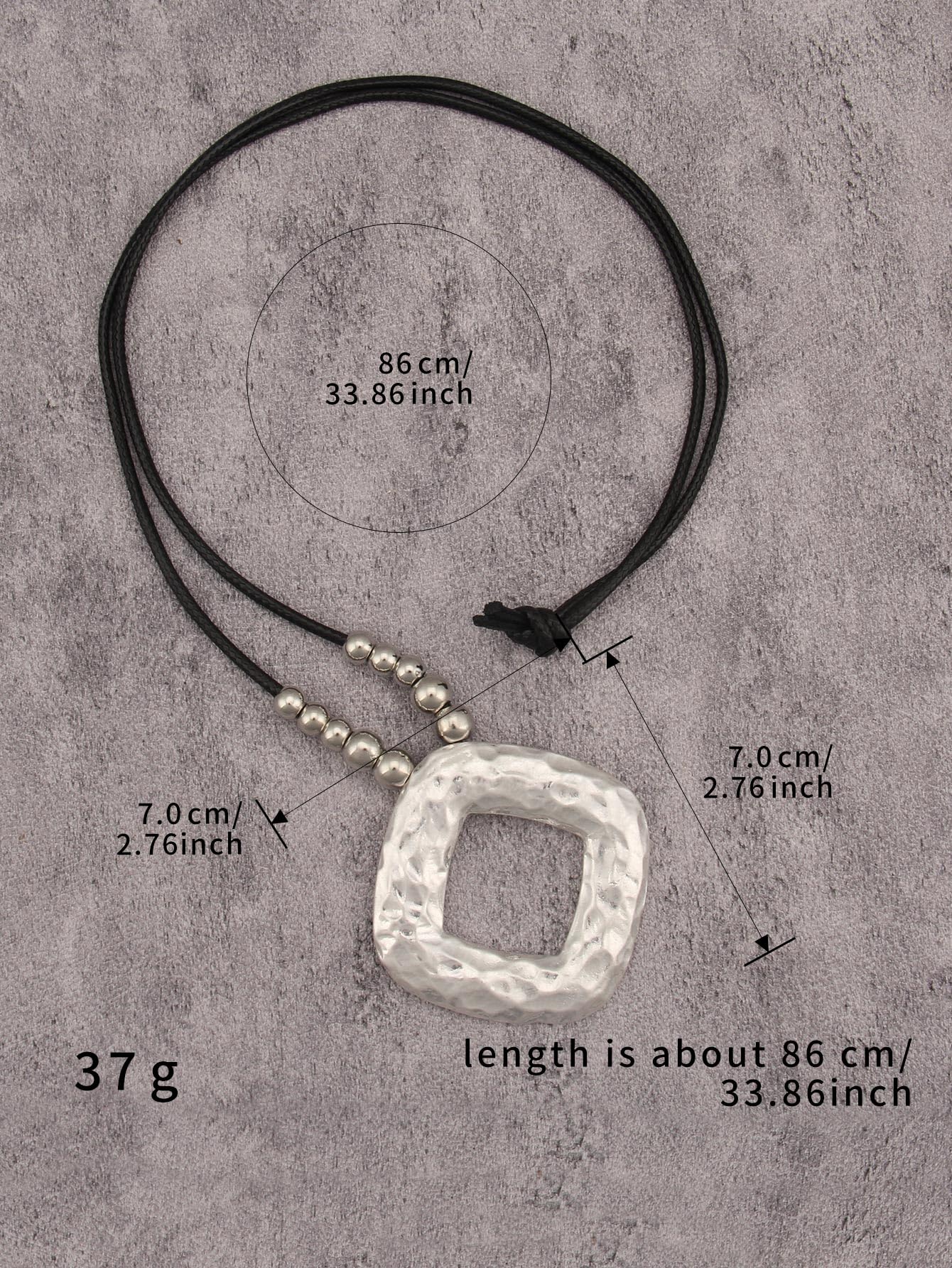 joymiao Bohemian Necklace for Women Long Boho Pendant Necklace with Large Silver Square Charm Hippie Statement Jewelry