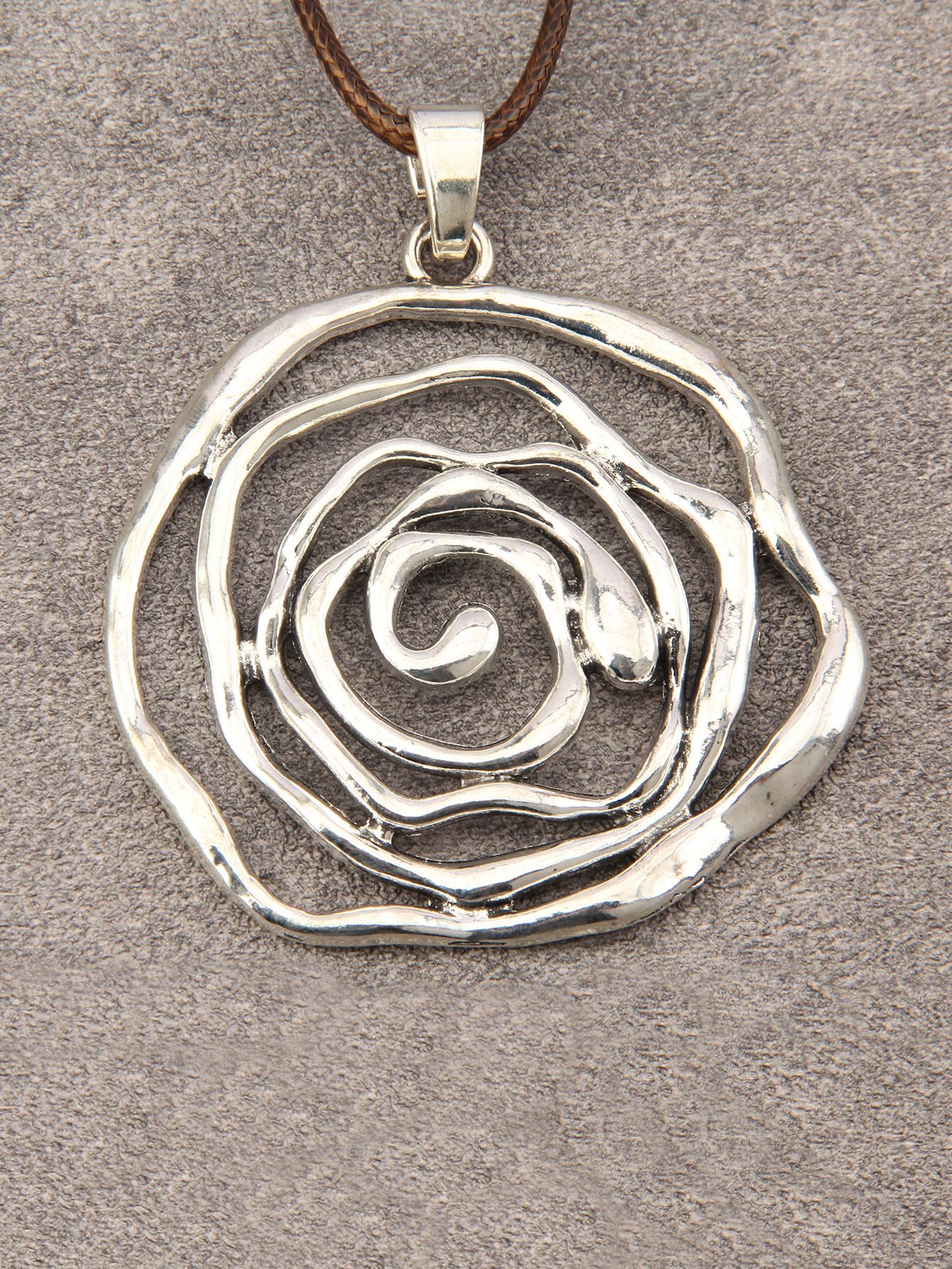joymiao Leather Necklace for Womens Chunky Long Necklace Boho Silver Necklace Flower Vintage Pendant Necklace Hippie Boho Jewelry for Women