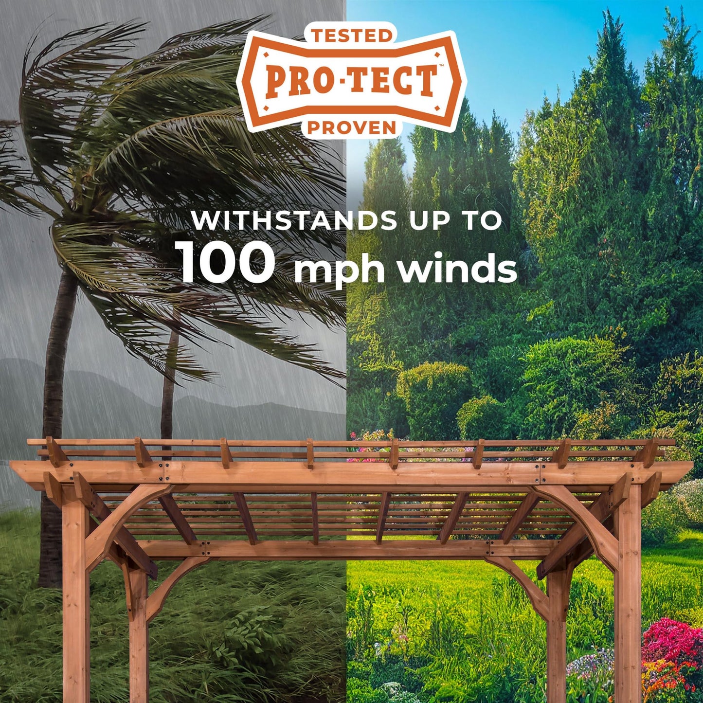 Backyard Discovery Beaumont 12' x 10' Traditional Cedar Wood Pergola Kit with Trellis Roof, All-Season Durability, High-Wind Rating, PowerPort, Shade for Outdoor Patio, Deck, Garden, and Entertaining