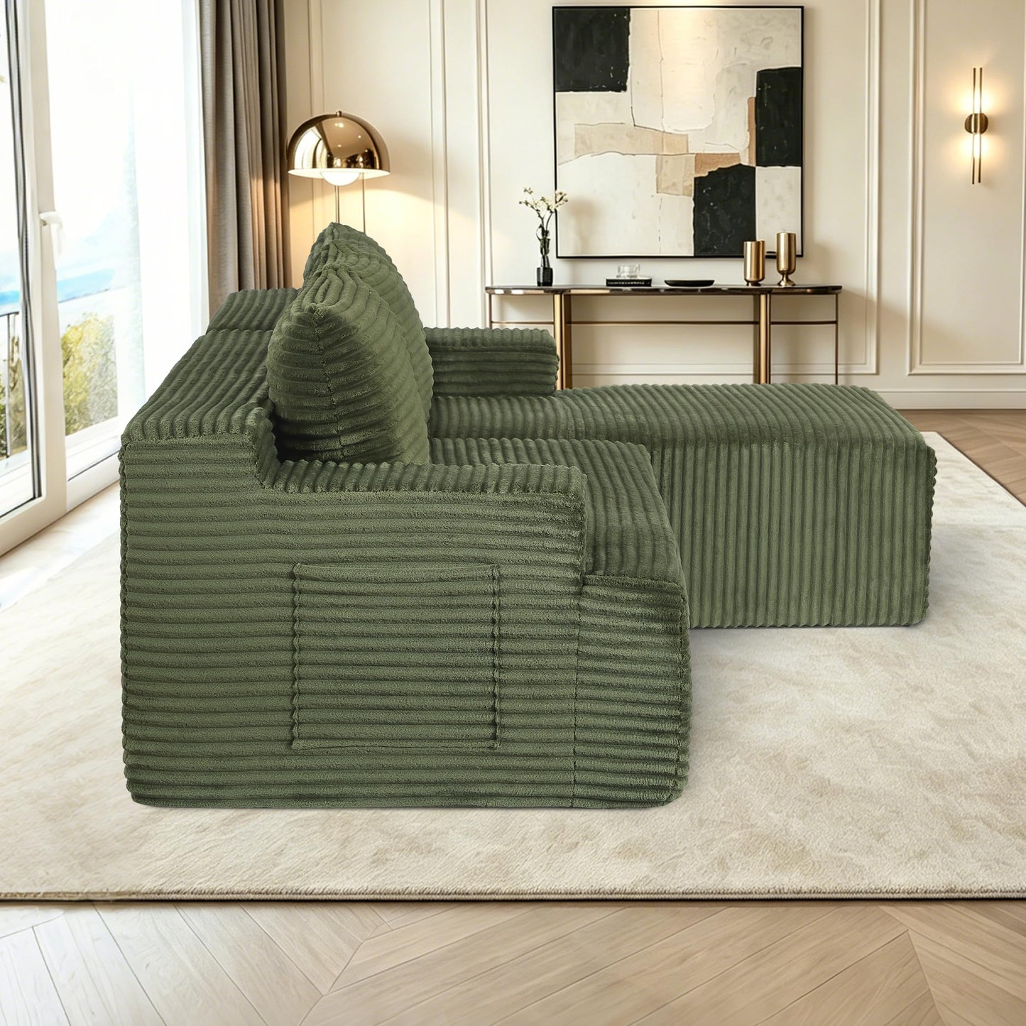 96" Modular Sectional Sofa, Cloud Sectional Couch with Deep Seat, Modern L-Shape Corner Sofa Couch with Right Facing Chaise,Upholstered Boneless Couches for Living Room Bedroom