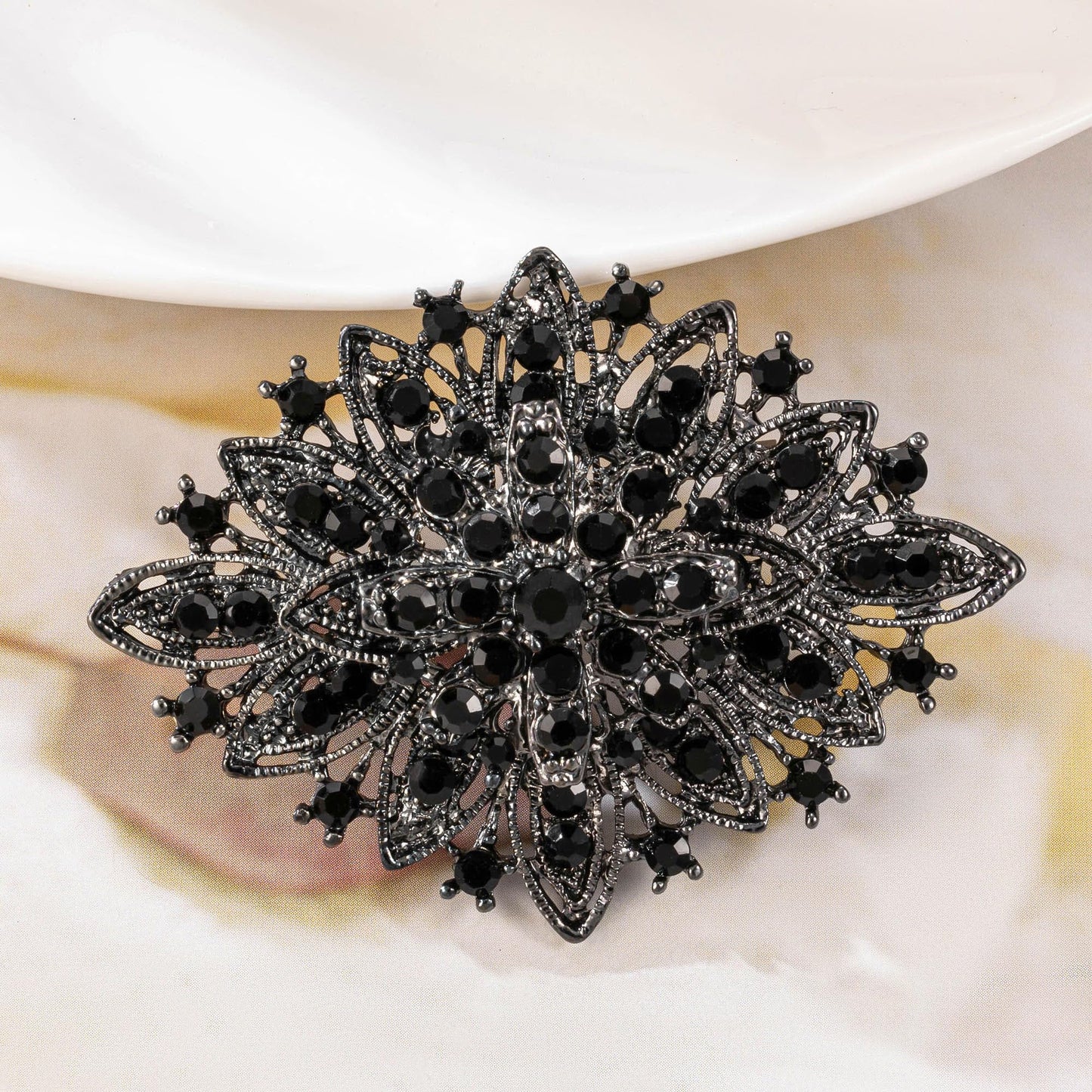HAISWET Vintage Art Deco Crystal Rhinestone Brooch Pin for Women Black