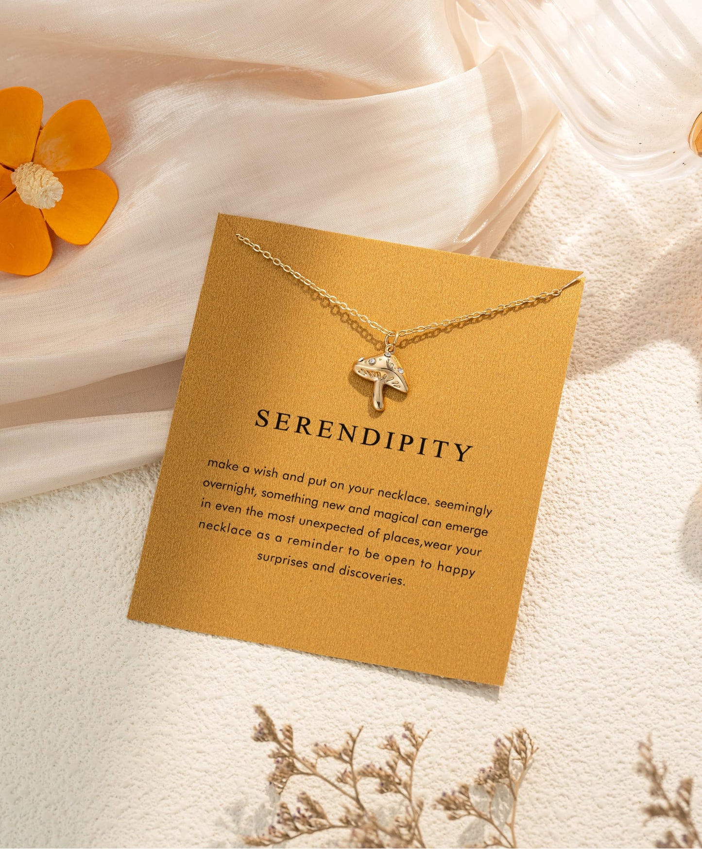 OBSUN Mushroom Necklace Motivational Gifts for Women Golden Mushroom Jewelry Accessories (Mushroom)